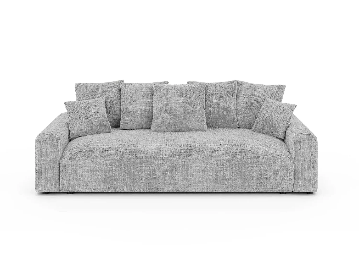 OLI - Canapé droit convertible tissu chenille 3 places Gris clair