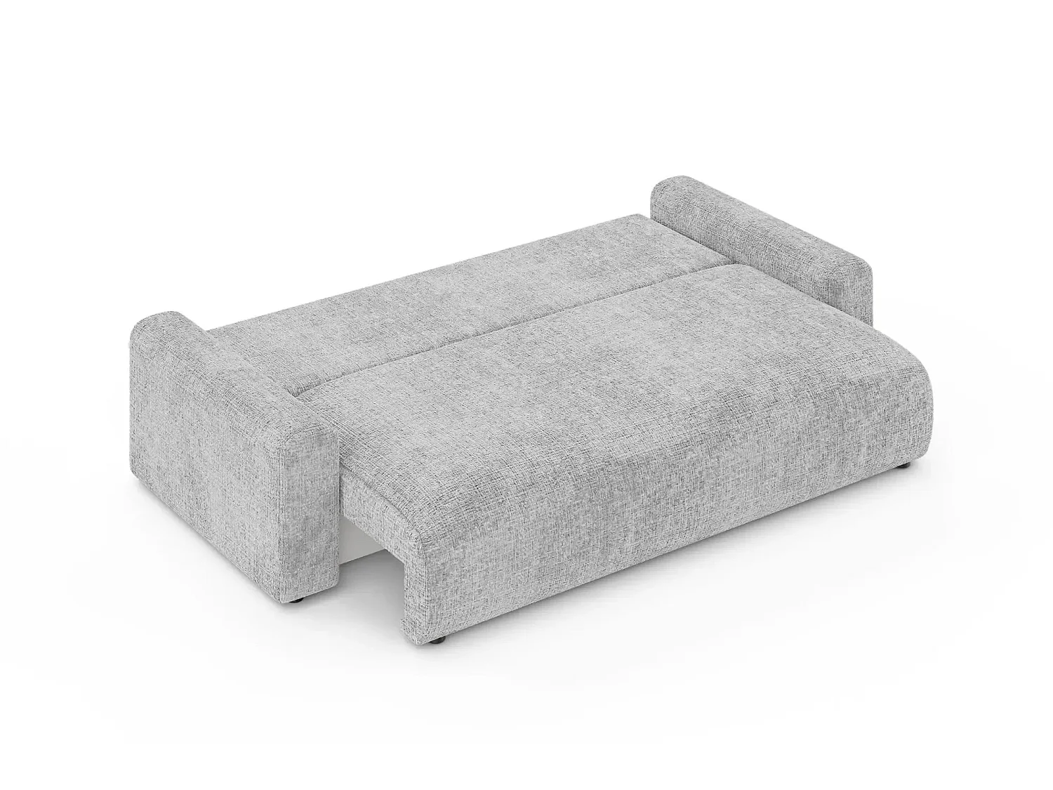 OLI - Canapé droit convertible tissu chenille 3 places Gris clair