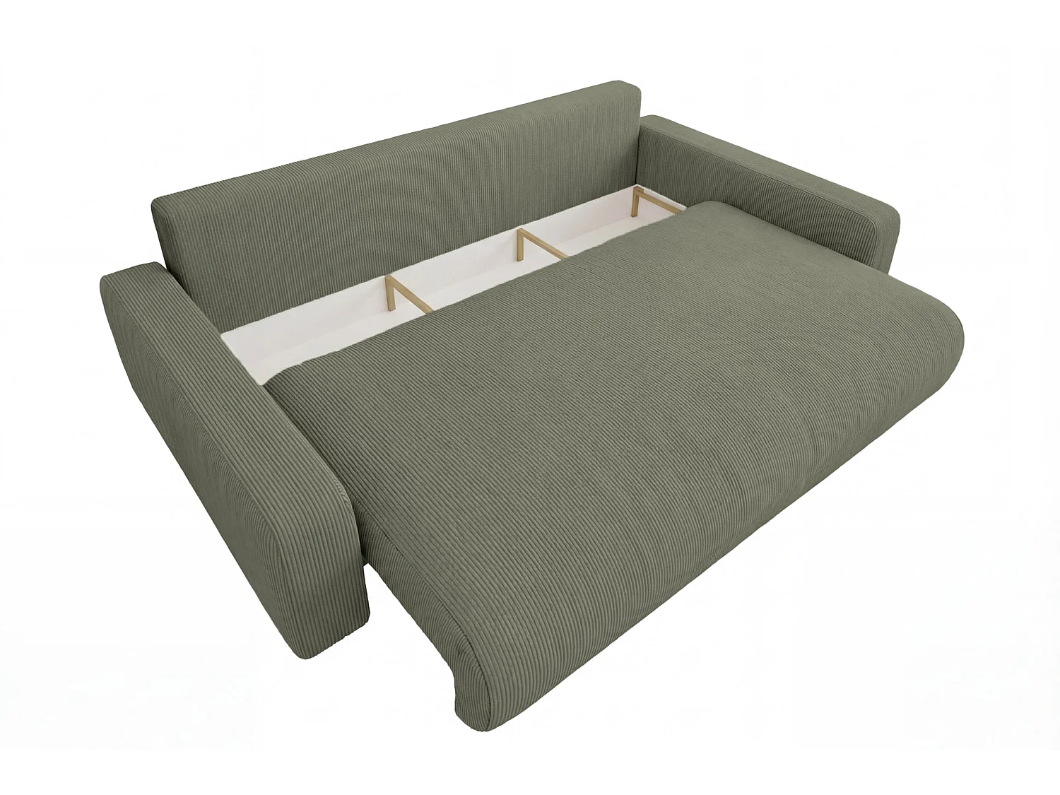 ENA - Canapé droit convertible velours côtelé 3 places Vert