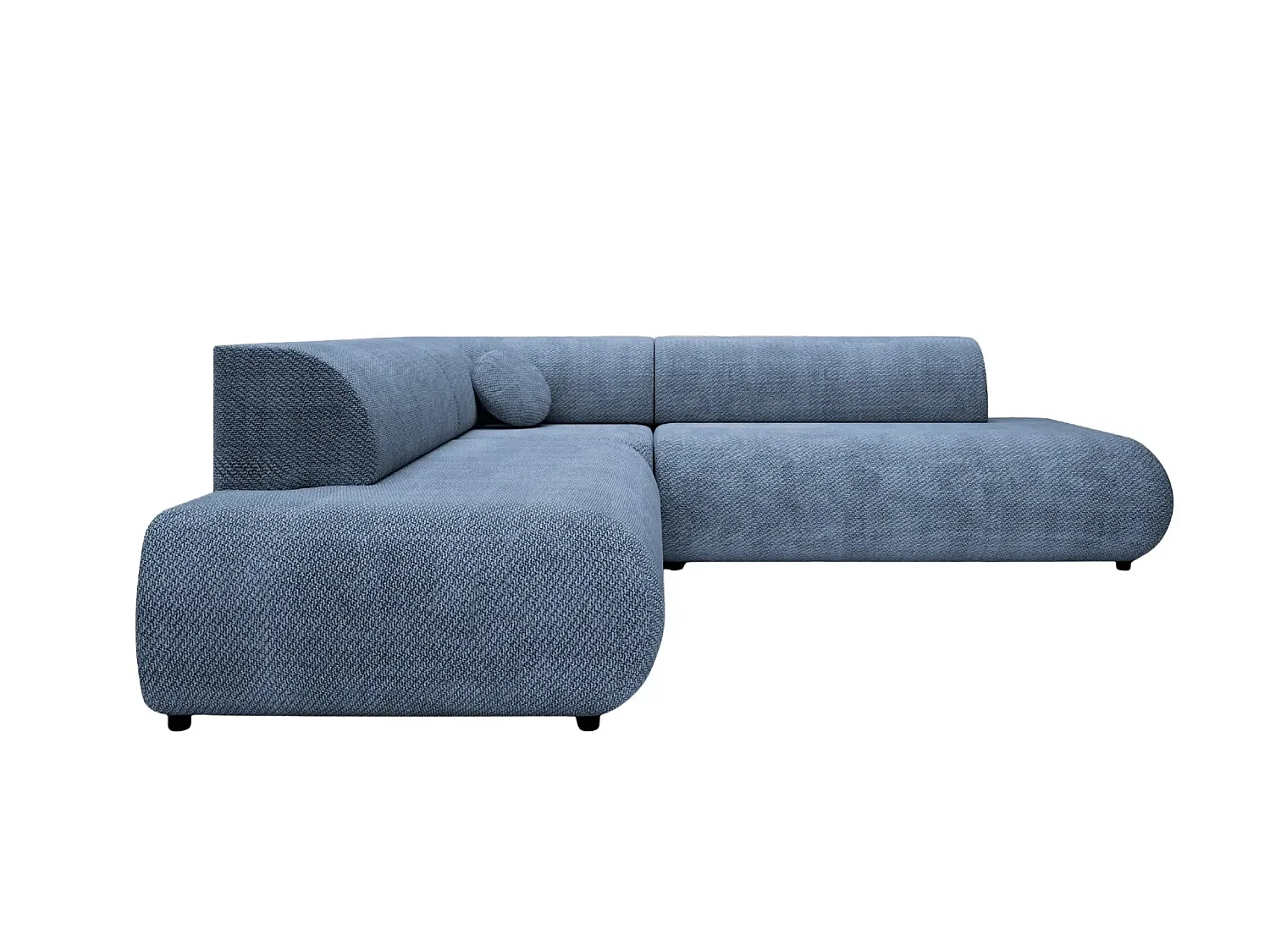 LEVI - Canapé panoramique convertible tissu lisse 5 places Droit Bleu