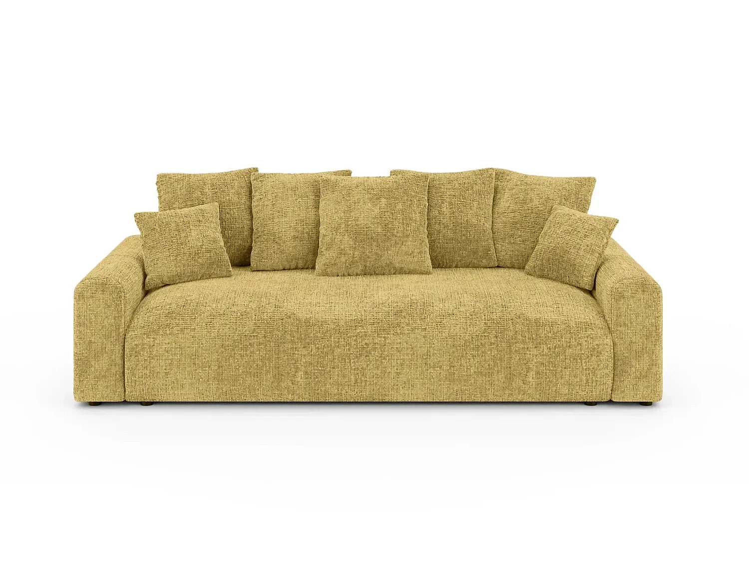 OLI - Canapé droit convertible tissu chenille 3 places Moutarde