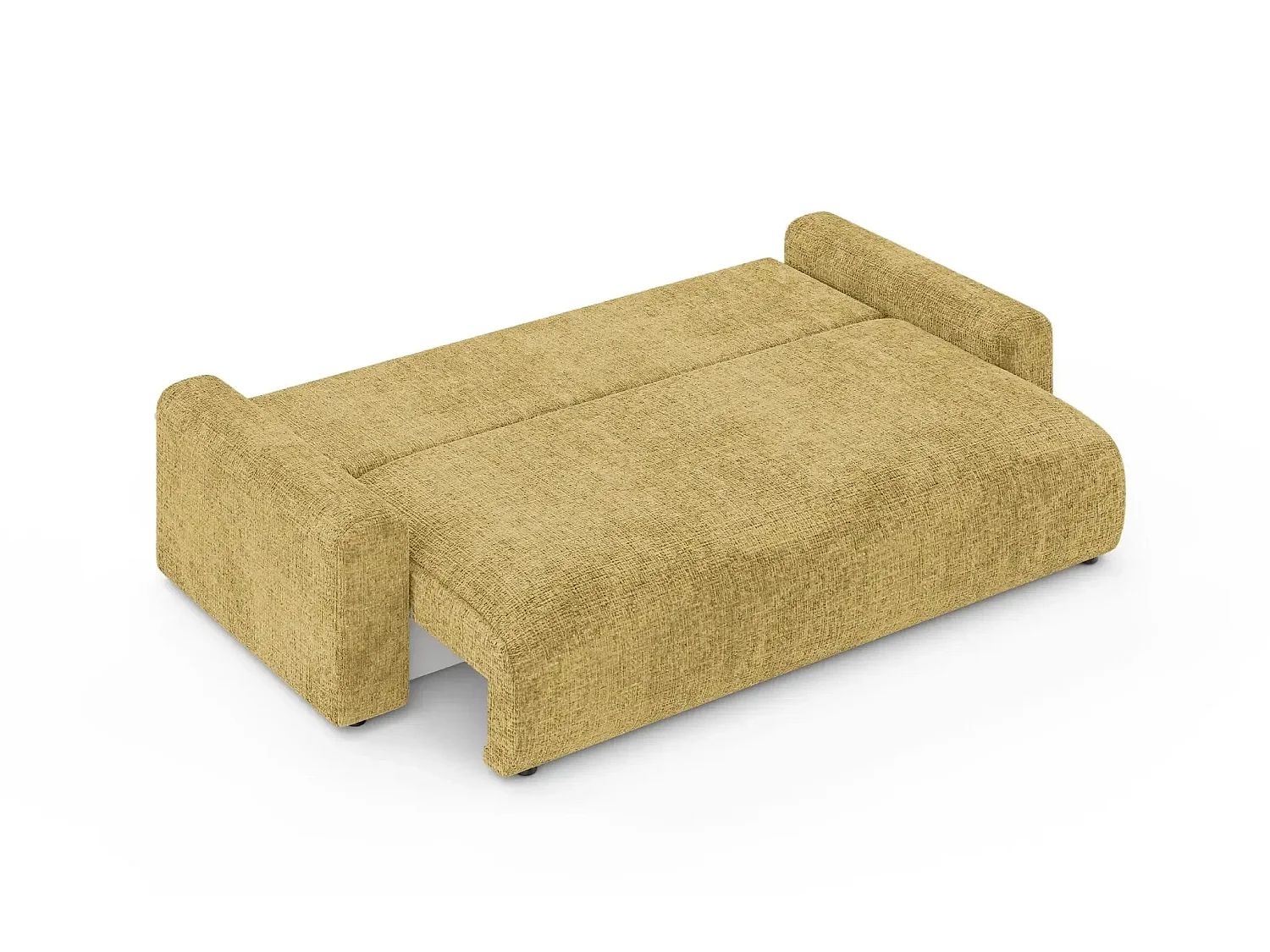 OLI - Canapé droit convertible tissu chenille 3 places Moutarde