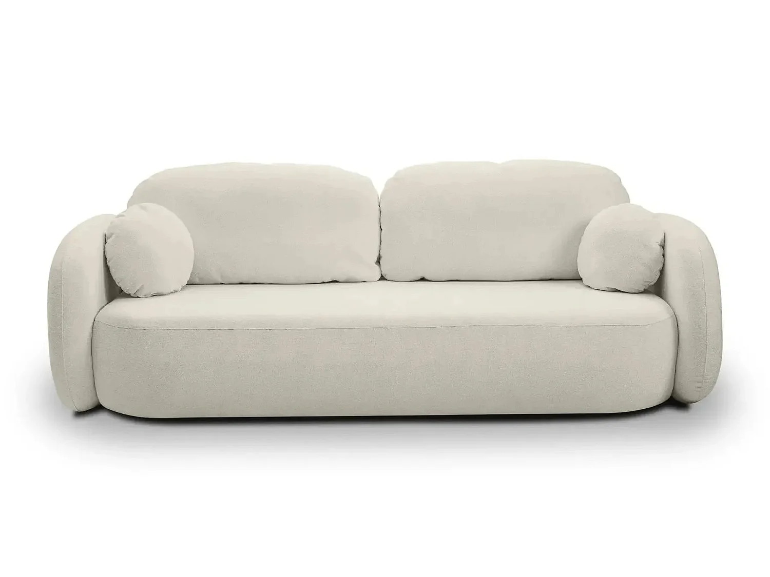SANTIAGO - Canapé droit convertible tissu bouclette 3 places Beige