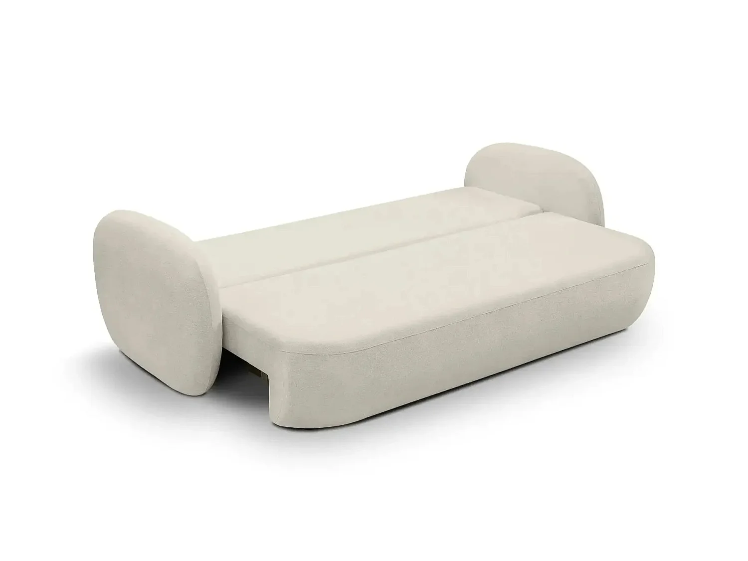 SANTIAGO - Canapé droit convertible tissu bouclette 3 places Beige
