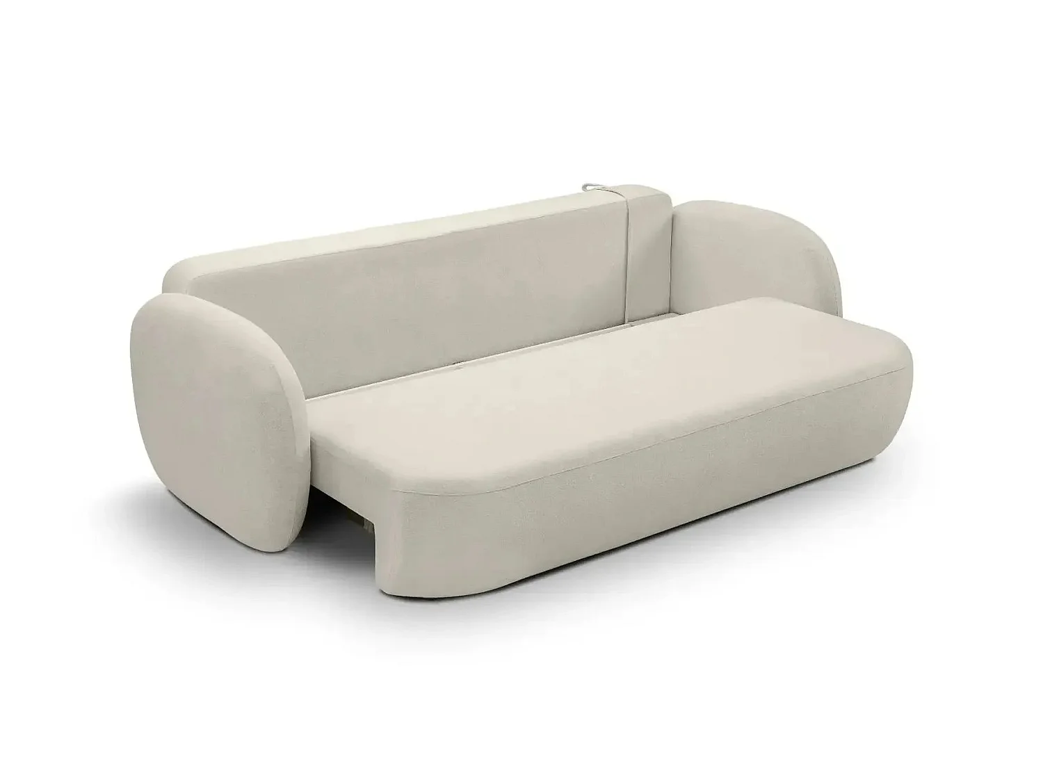 SANTIAGO - Canapé droit convertible tissu bouclette 3 places Beige