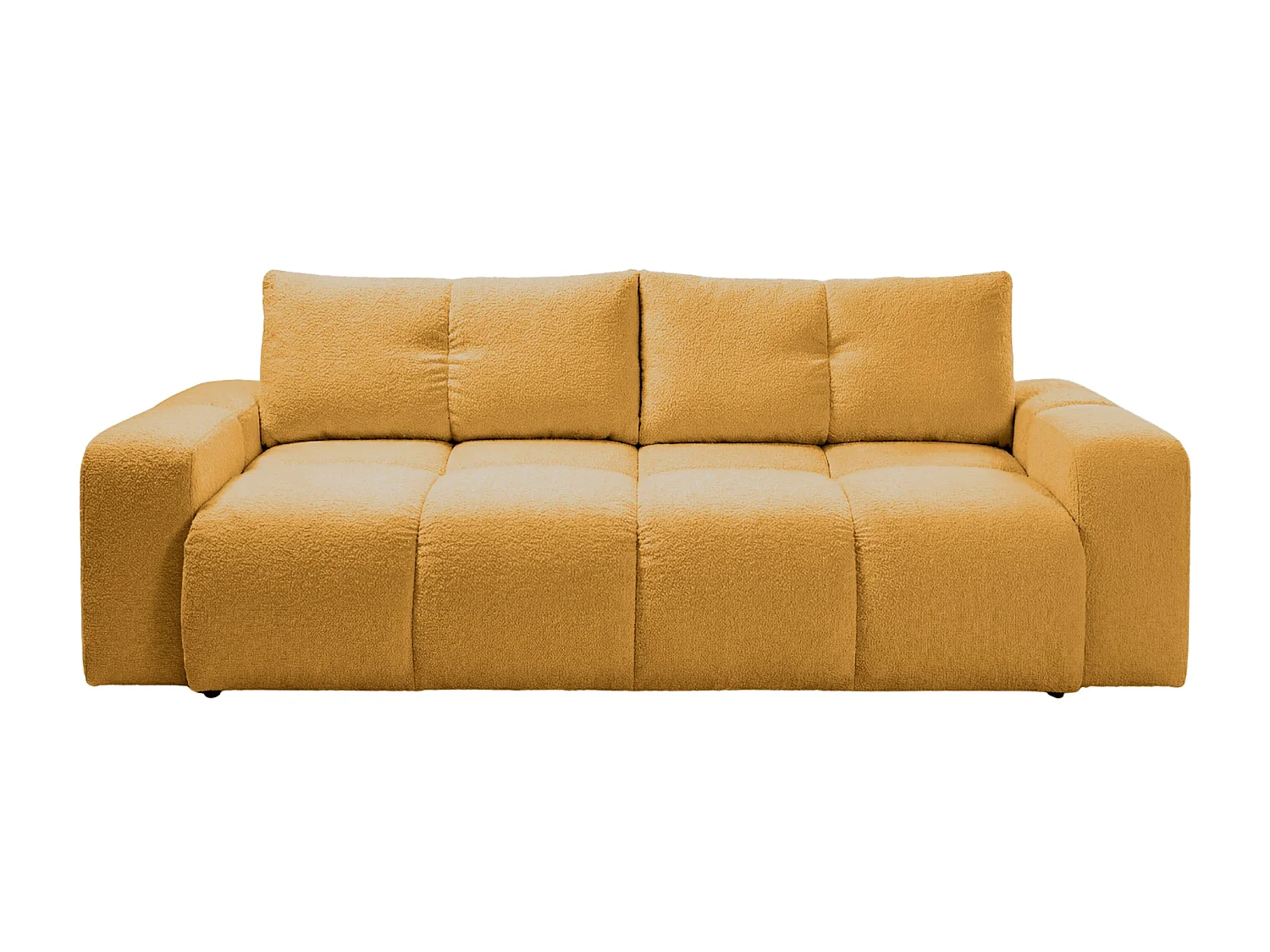 CONSTANCE - Canapé droit convertible tissu chenille 3 places Moutarde