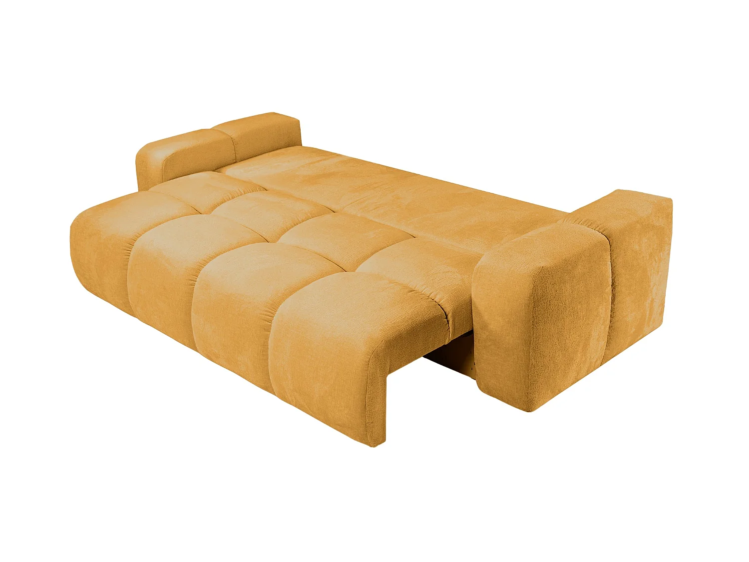 CONSTANCE - Canapé droit convertible tissu chenille 3 places Moutarde