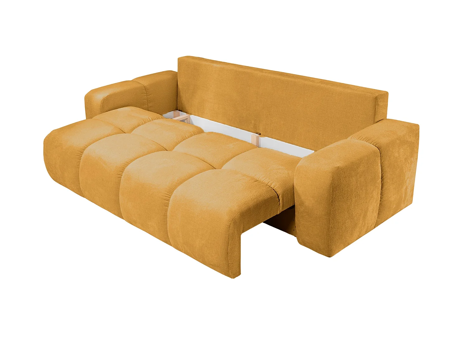 CONSTANCE - Canapé droit convertible tissu chenille 3 places Moutarde