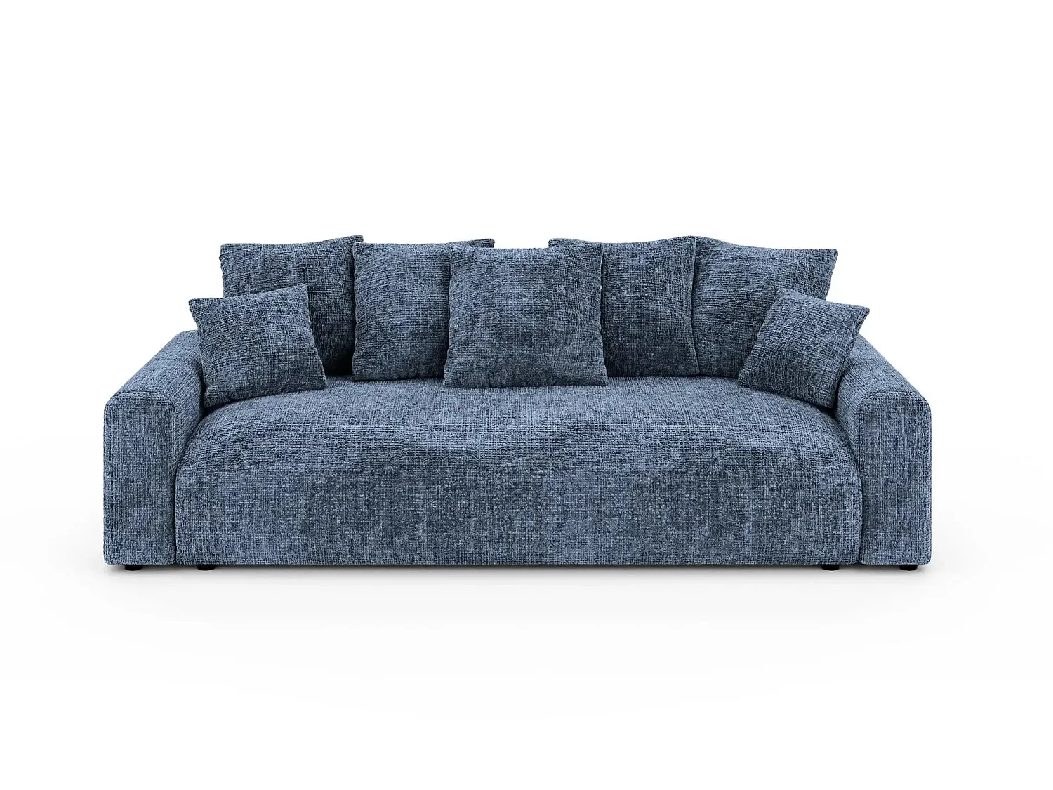 OLI - Canapé droit convertible tissu chenille 3 places Bleu