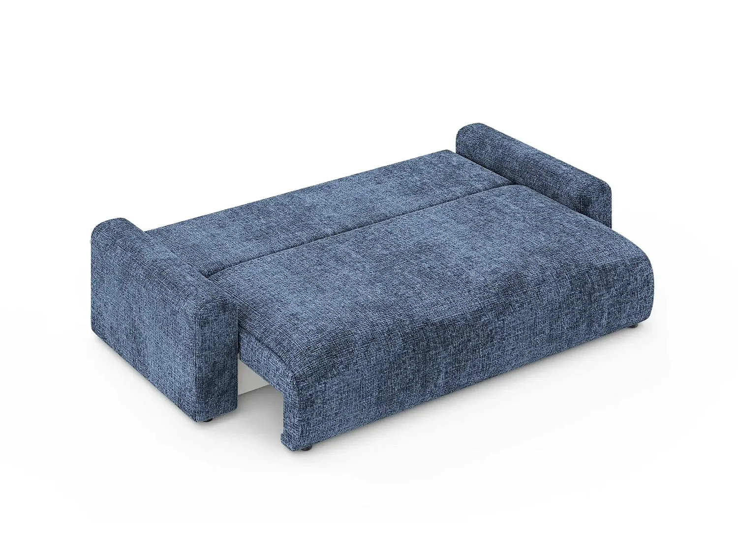 OLI - Canapé droit convertible tissu chenille 3 places Bleu