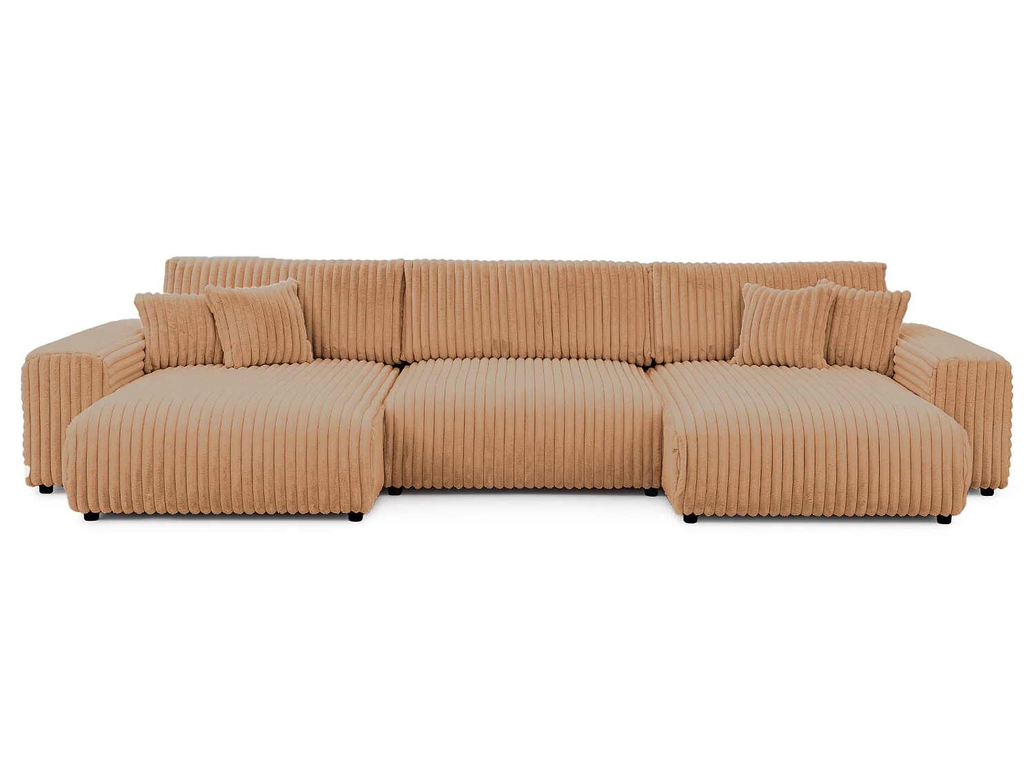 CAISA - 5-zits gros corduroy panorama slaapbank - Terracotta