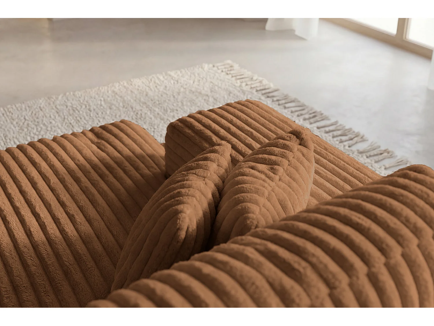 CAISA - 5-zits gros corduroy panorama slaapbank - Terracotta