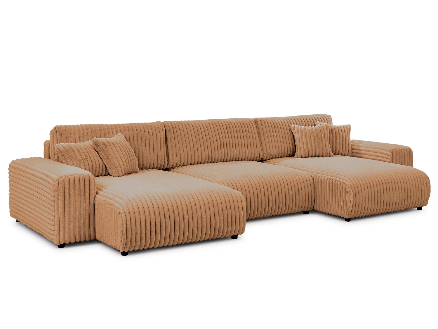 CAISA - 5-zits gros corduroy panorama slaapbank - Terracotta