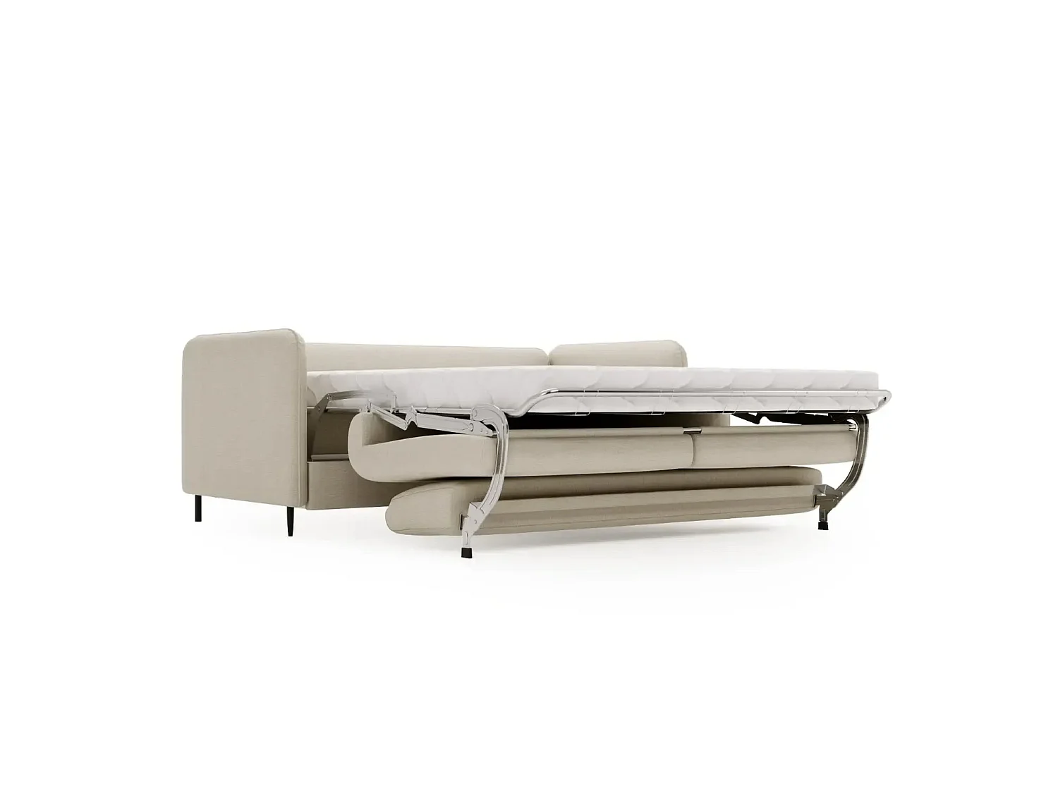 VICKY - Canapé droit convertible tissu lisse 2 places Beige