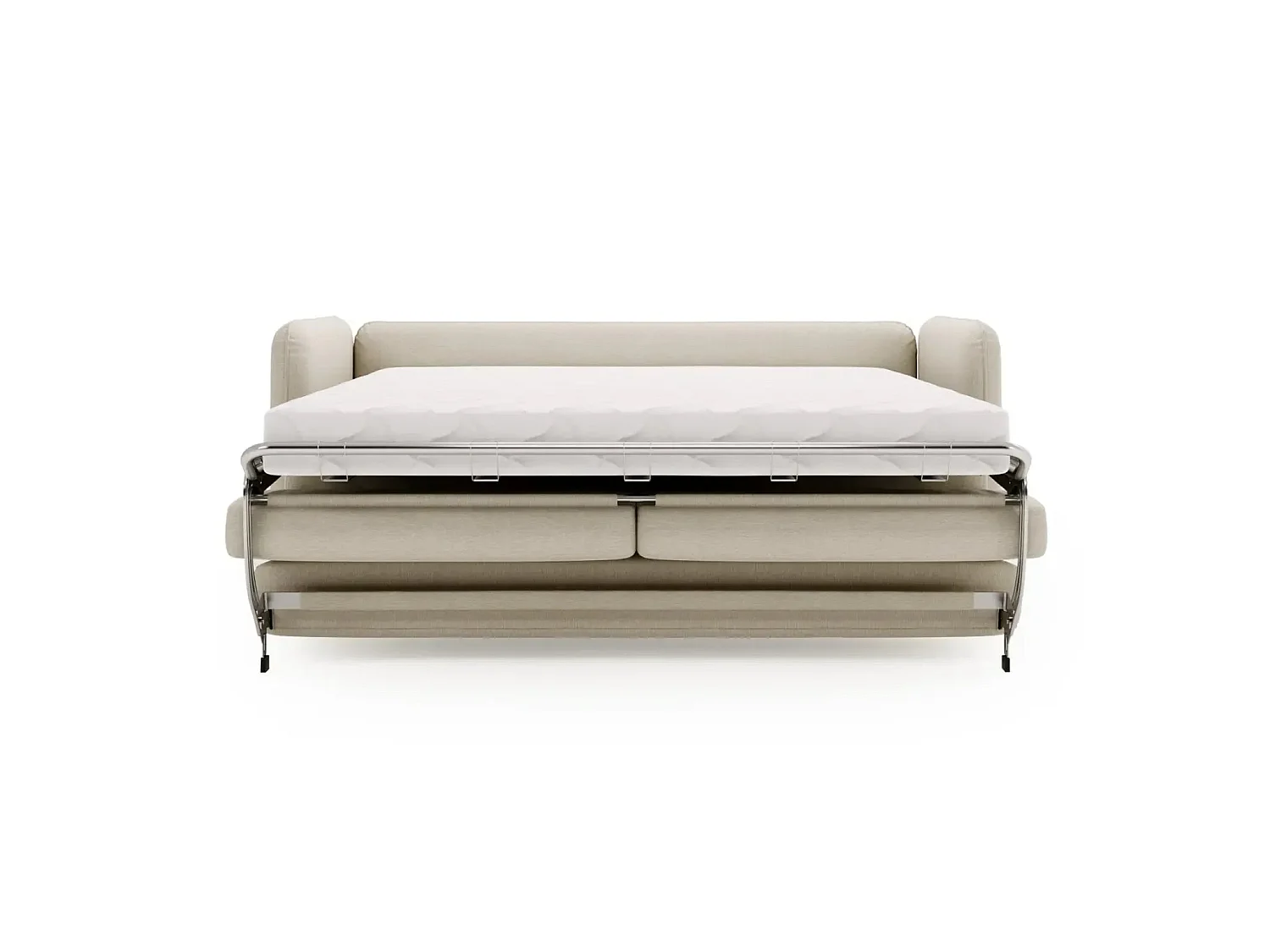 VICKY - Canapé droit convertible tissu lisse 2 places Beige