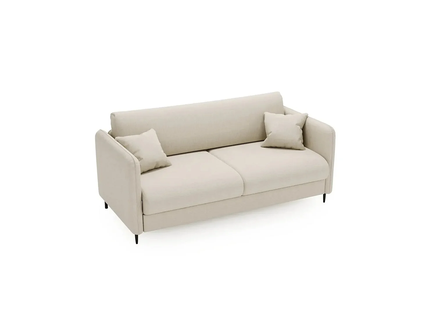 VICKY - Canapé droit convertible tissu lisse 2 places Beige