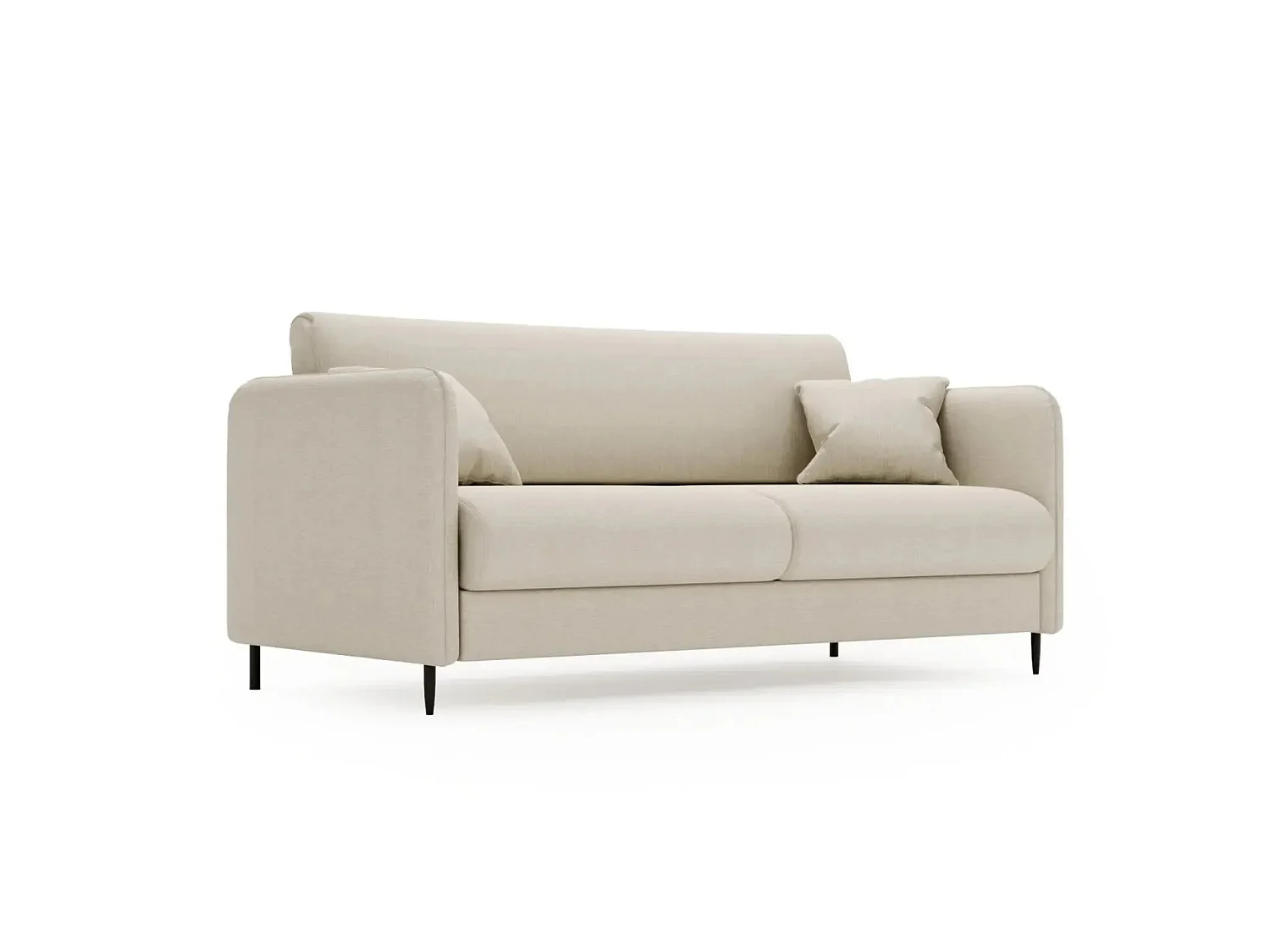 VICKY - Canapé droit convertible tissu lisse 2 places Beige