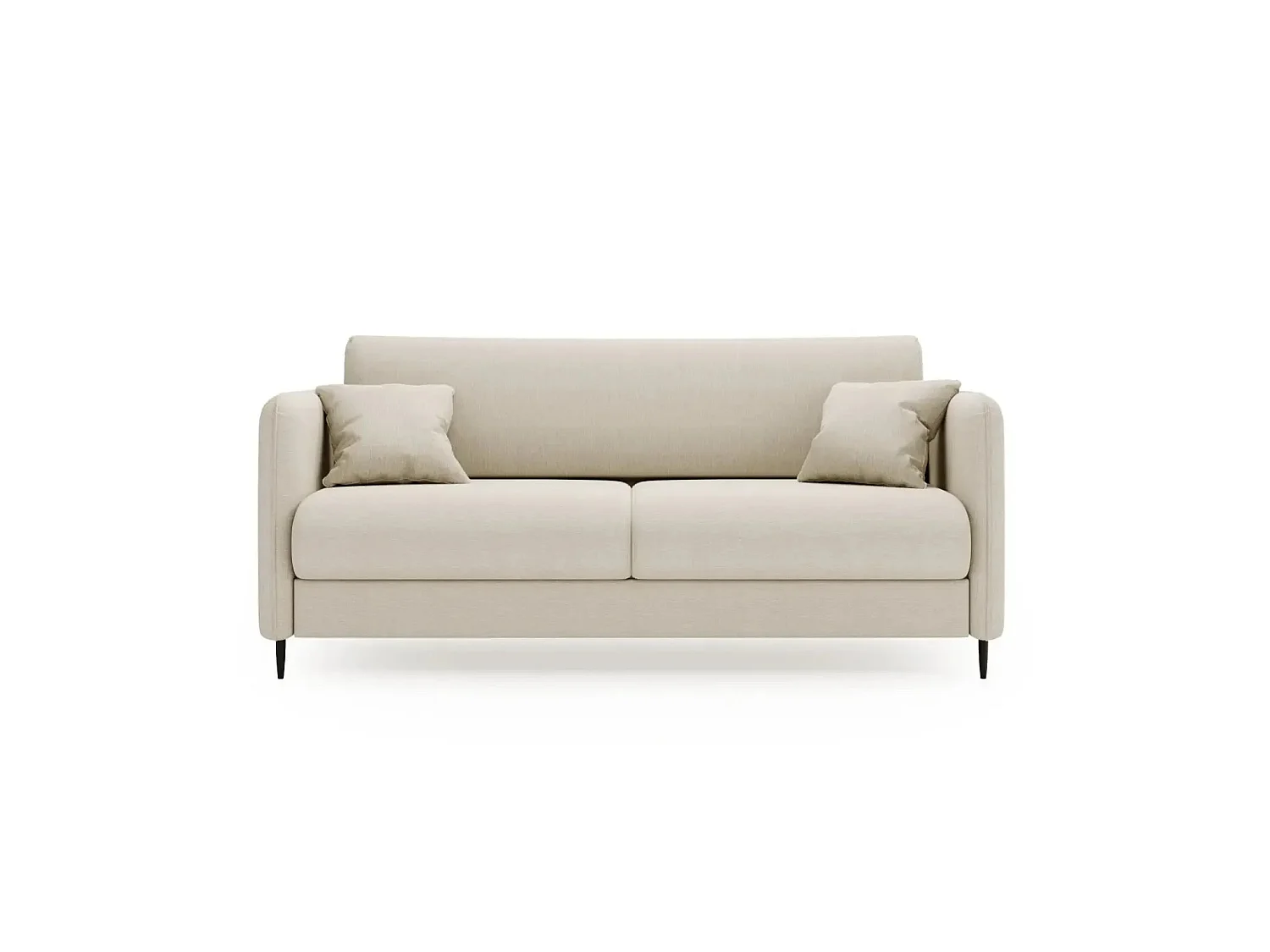 VICKY - Canapé droit convertible tissu lisse 2 places Beige