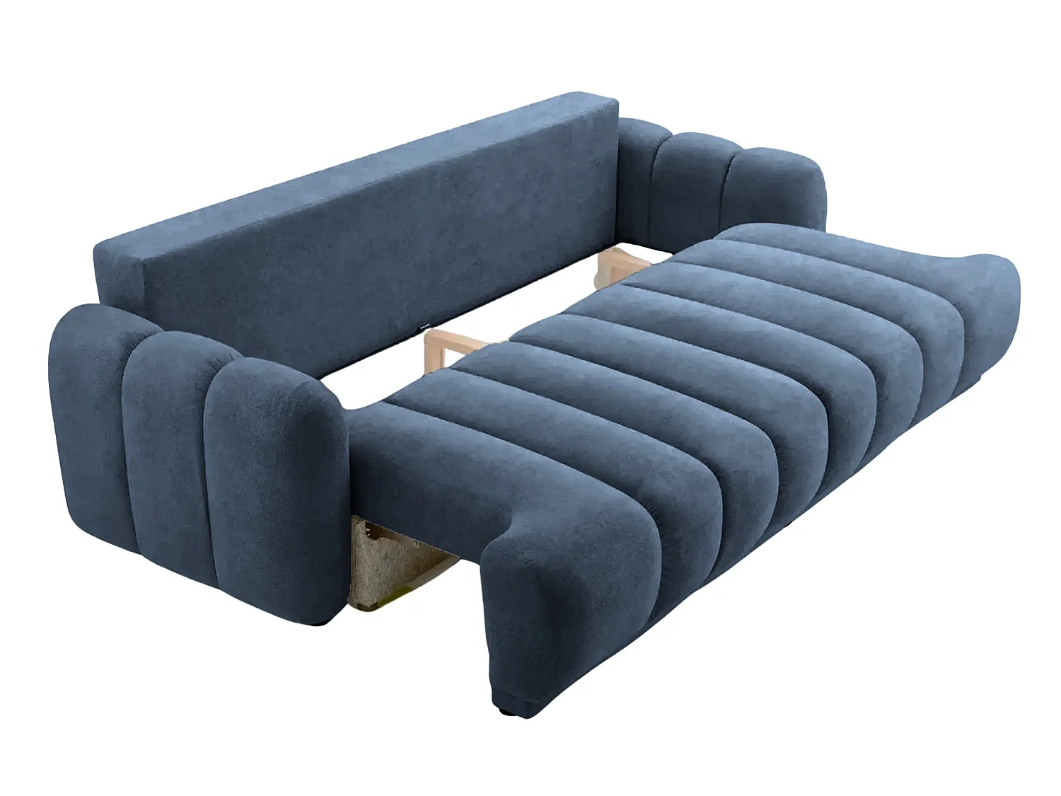 MARIA - Canapé droit convertible lisse 3 places Bleu