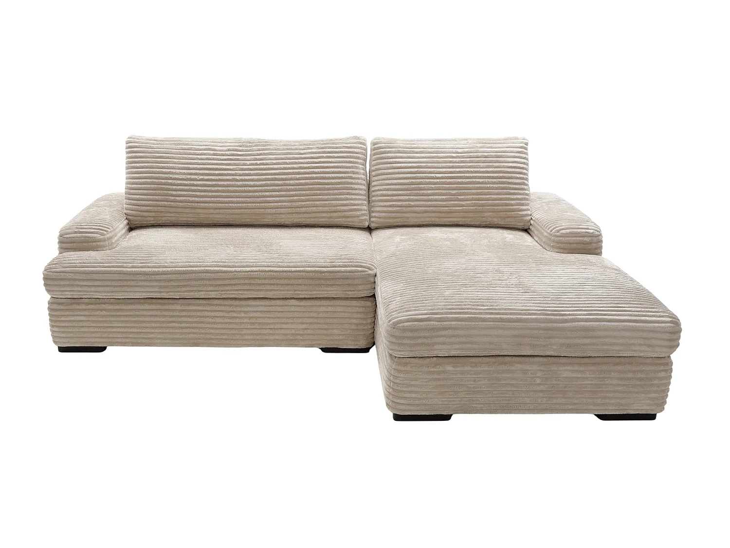 ODILON - Canapé d'angle convertible gros velours côtelé Beige Gauche