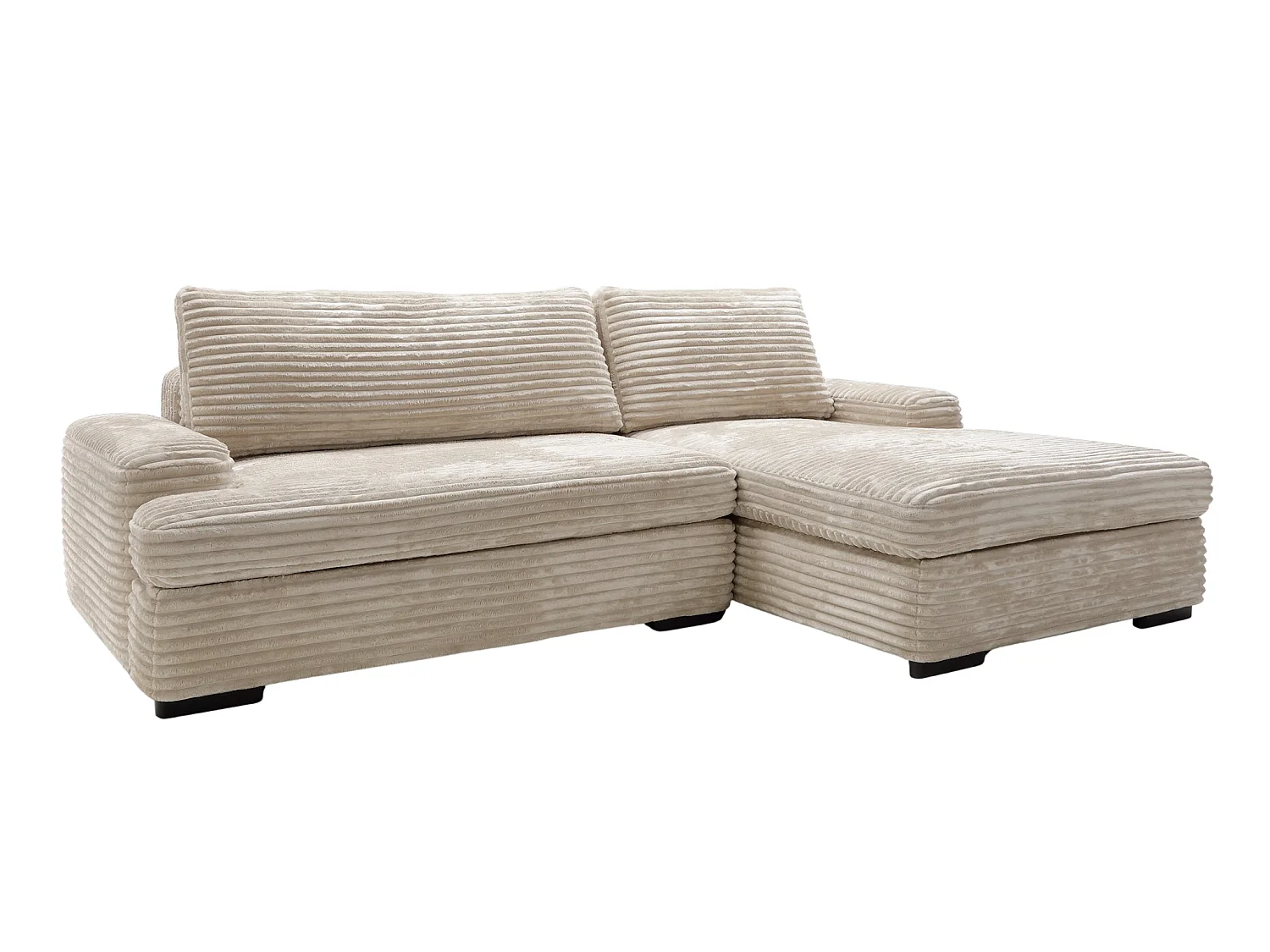 ODILON - Canapé d'angle convertible gros velours côtelé Beige Gauche