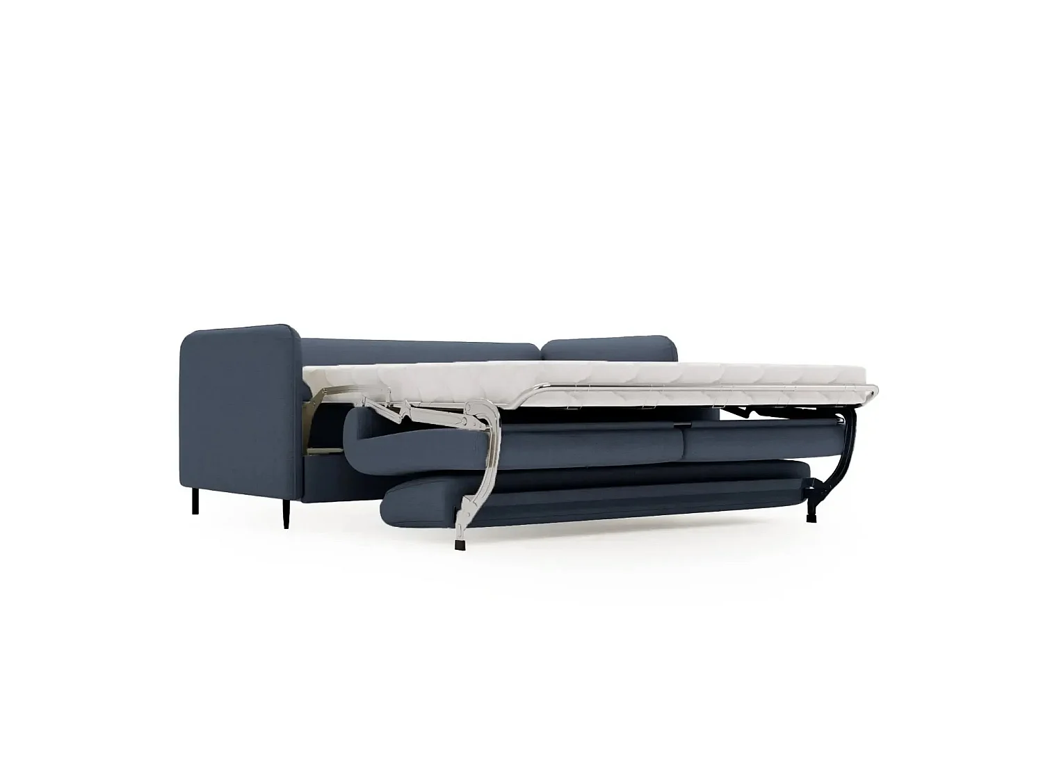 VICKY - Canapé droit convertible tissu lisse 2 places Bleu