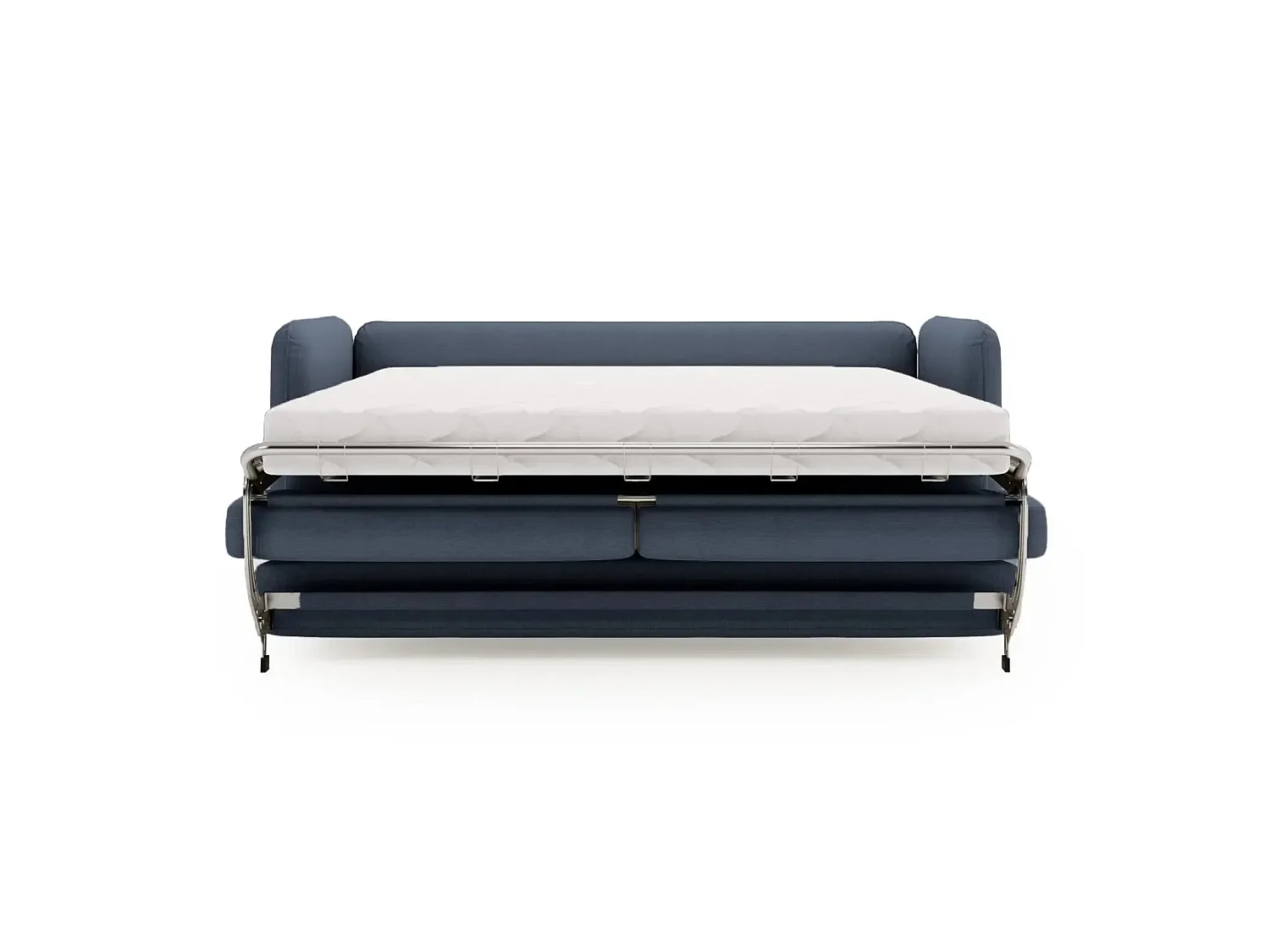 VICKY - Canapé droit convertible tissu lisse 2 places Bleu