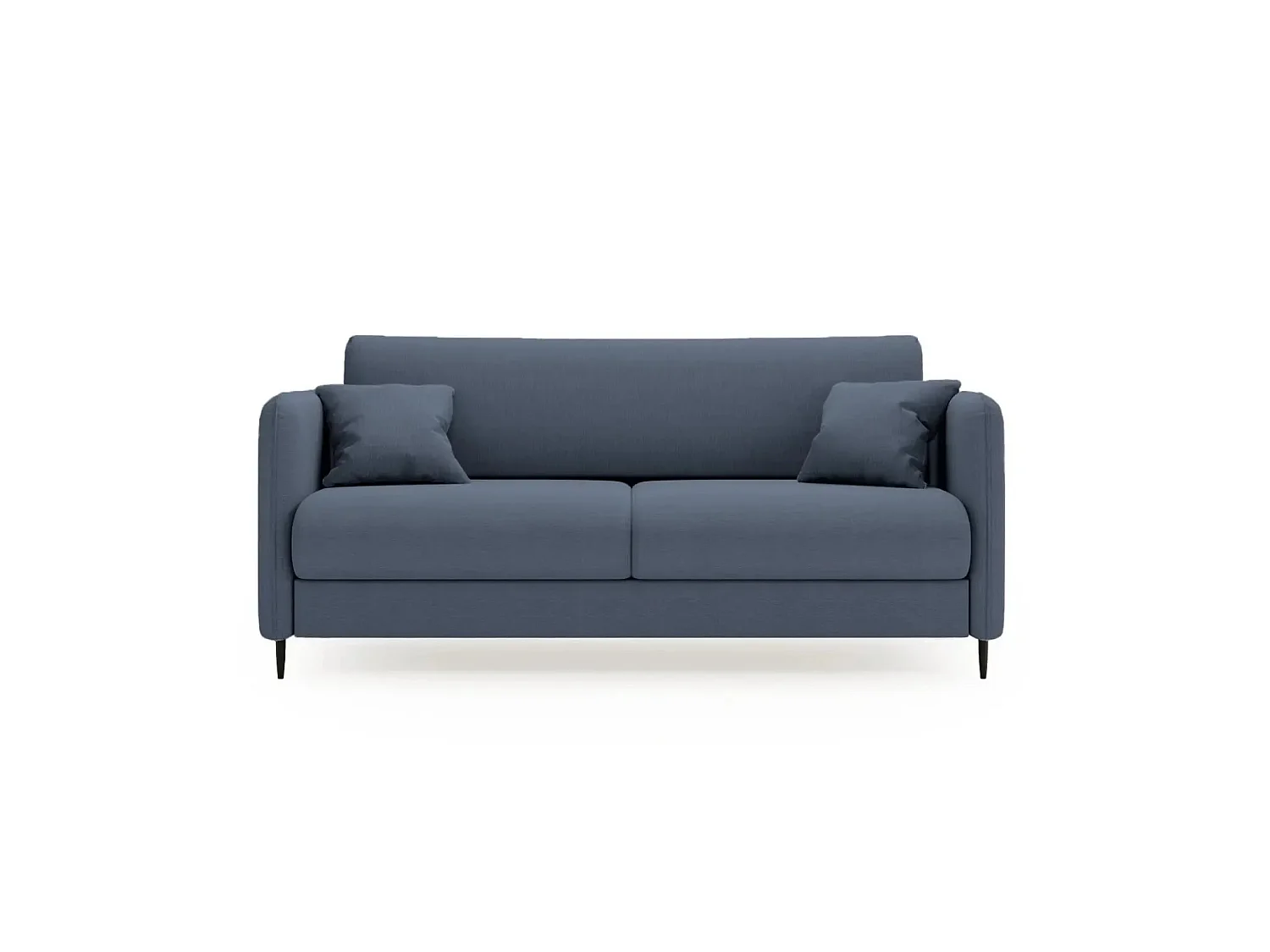 VICKY - Canapé droit convertible tissu lisse 2 places Bleu