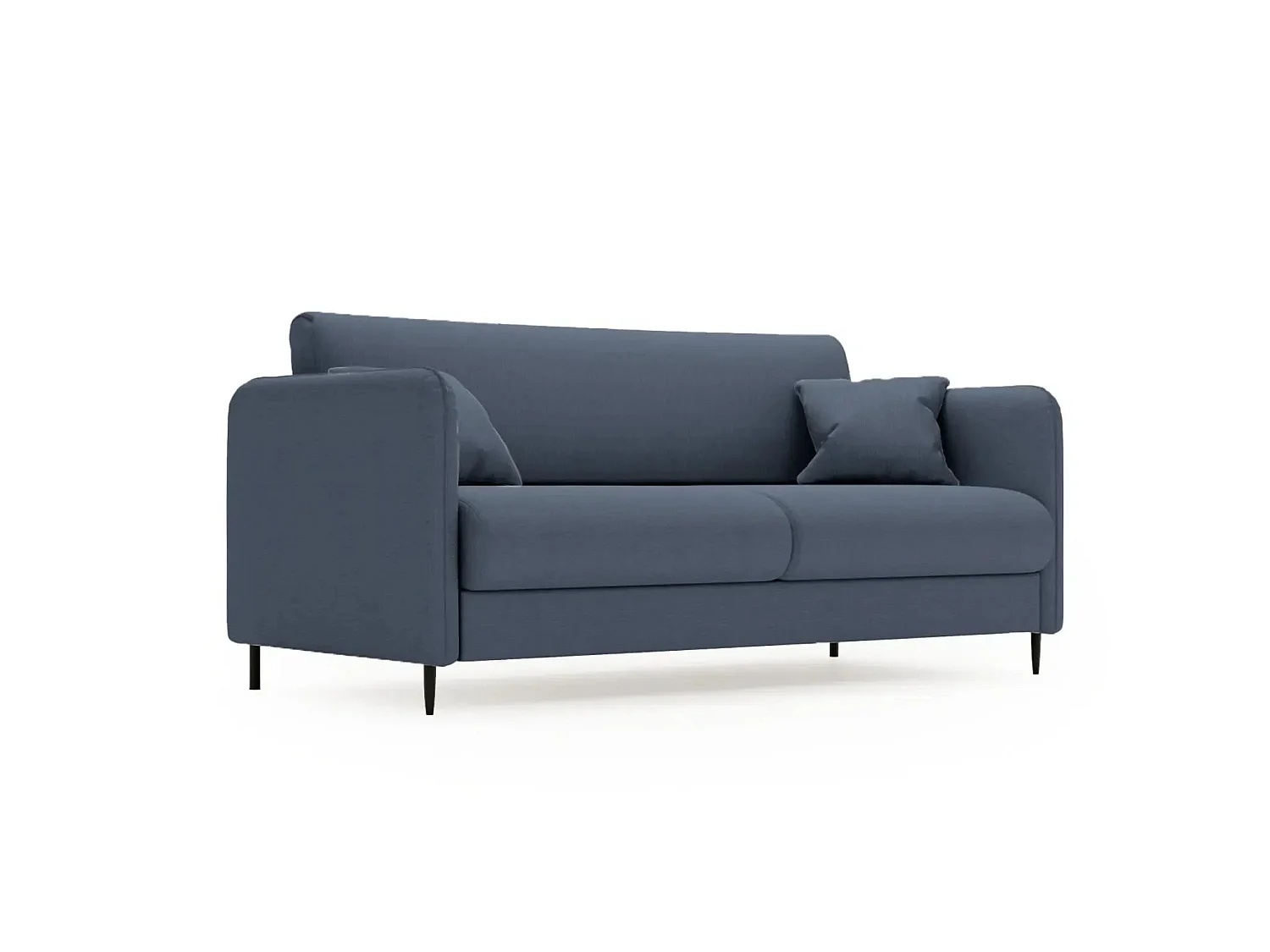 VICKY - Canapé droit convertible tissu lisse 2 places Bleu
