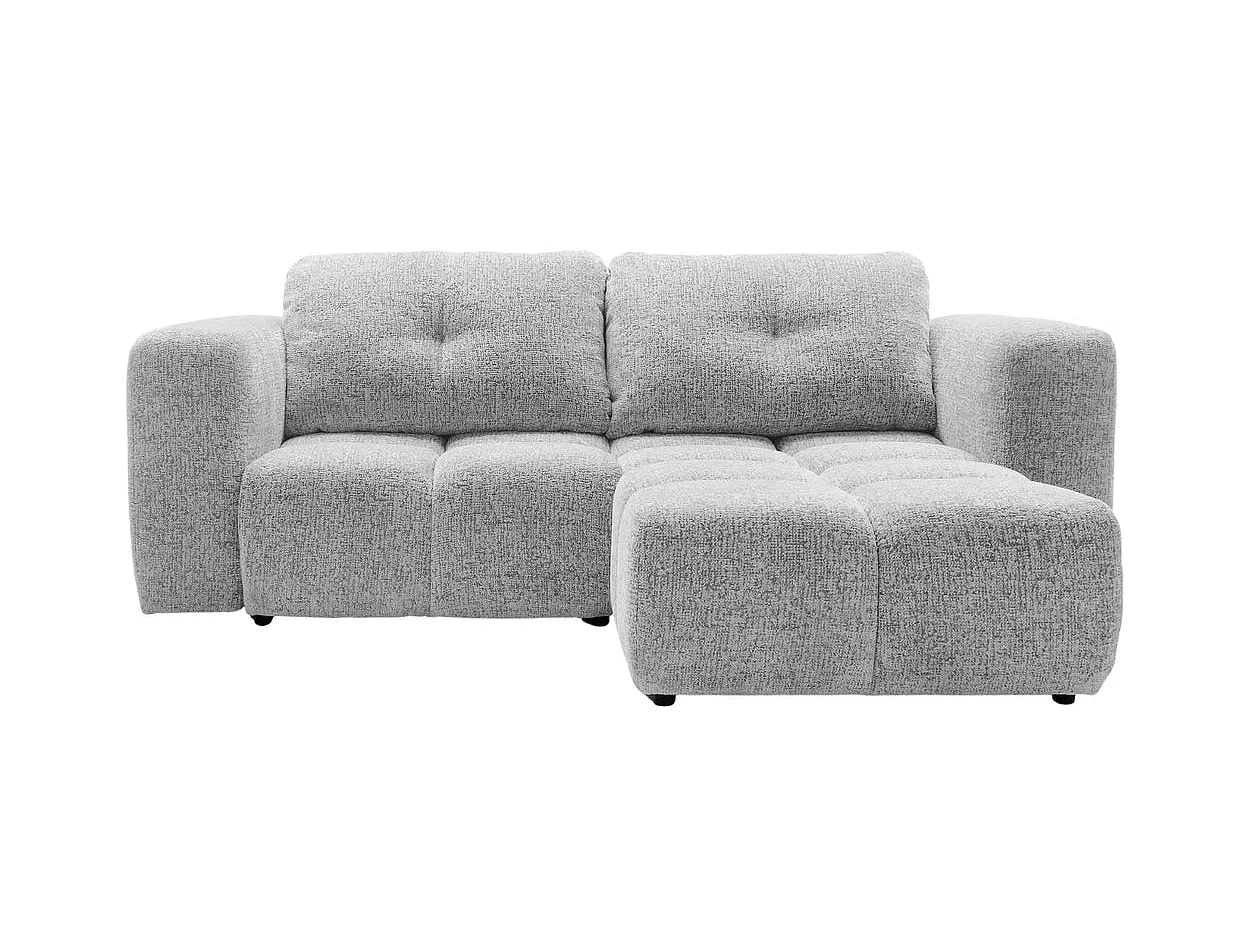 ROMY MINI - Canapé d'angle convertible tissu chenille 2 places Gris clair