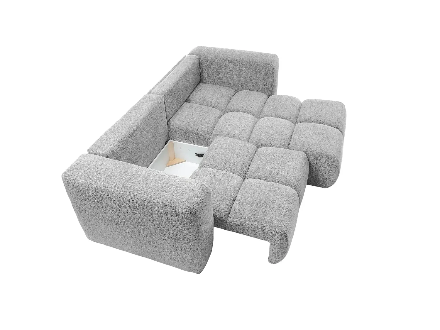 ROMY MINI - Canapé d'angle convertible tissu chenille 2 places Gris clair