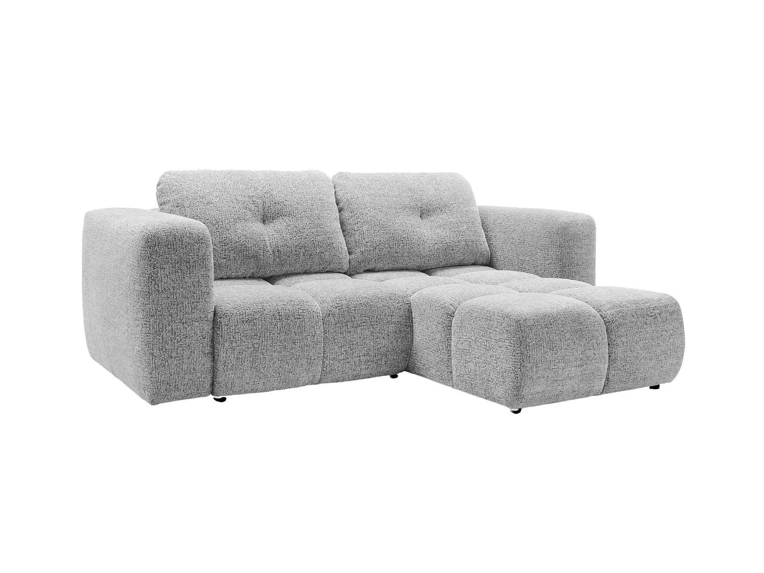 ROMY MINI - Canapé d'angle convertible tissu chenille 2 places Gris clair