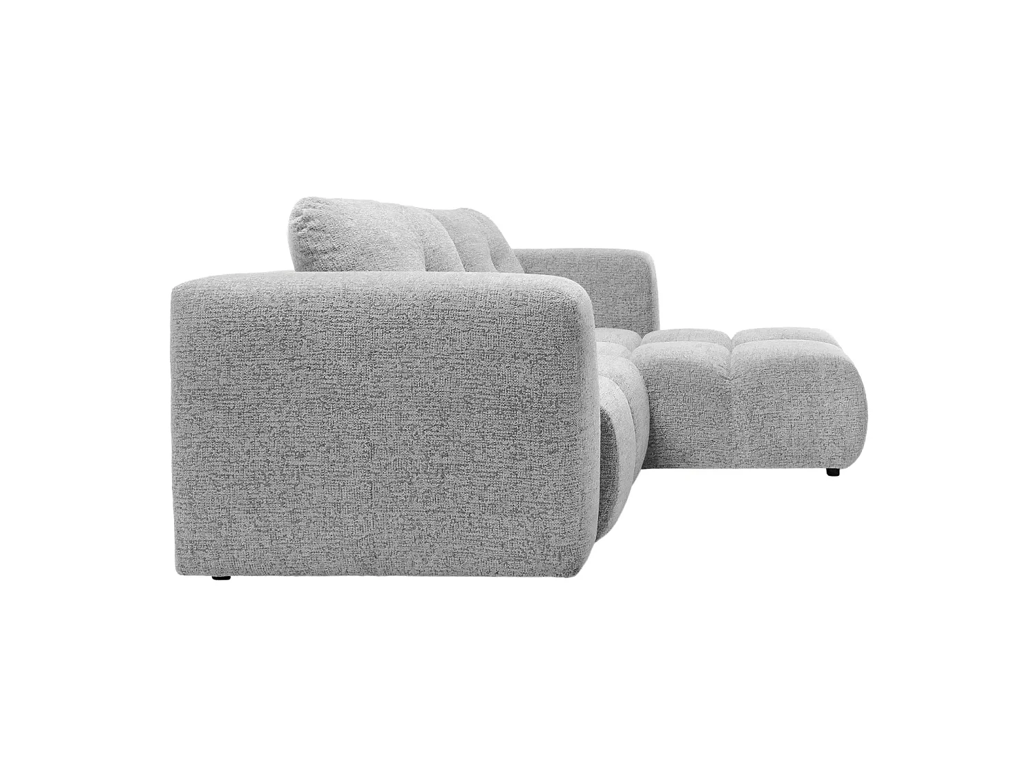 ROMY MINI - Canapé d'angle convertible tissu chenille 2 places Gris clair