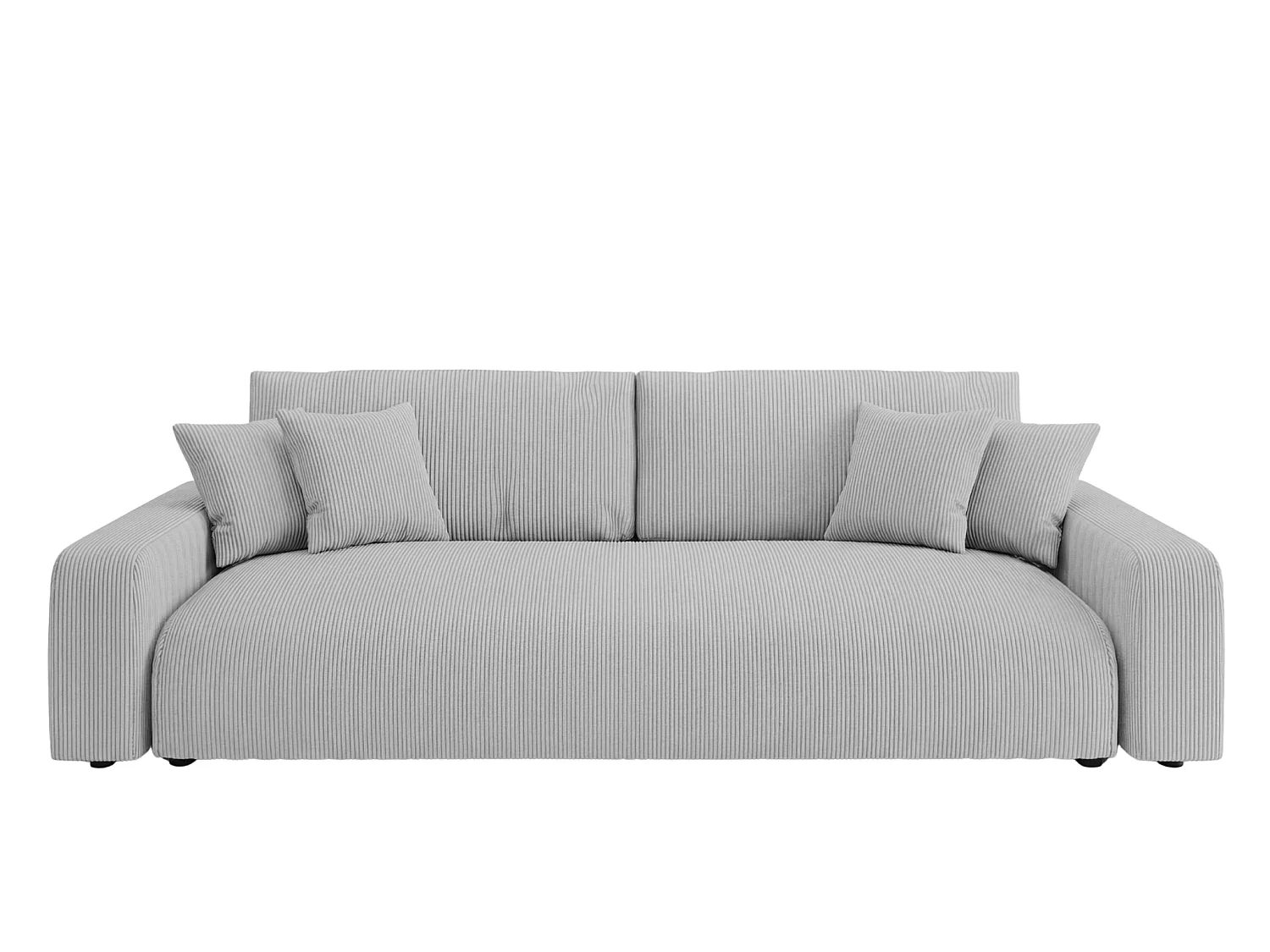 ENA - Canapé droit convertible velours côtelé 3 places Gris clair