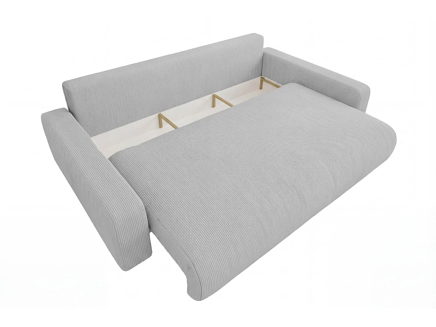ENA - Canapé droit convertible velours côtelé 3 places Gris clair