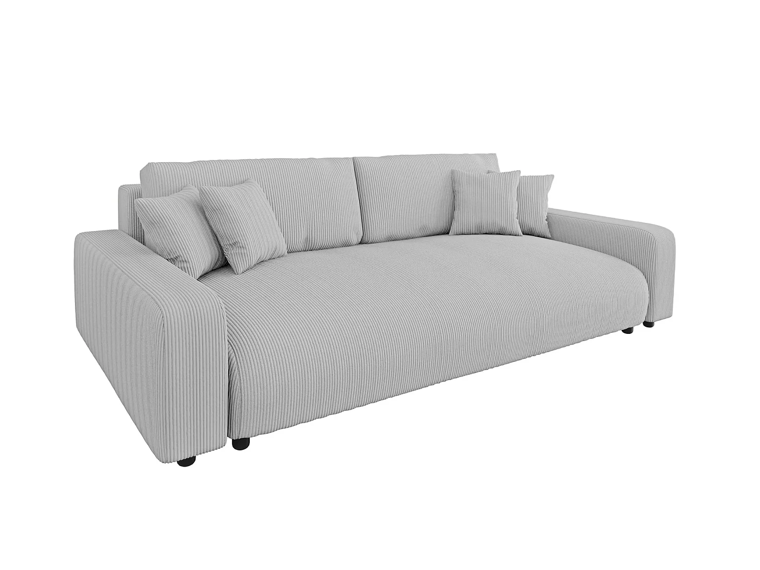 ENA - Canapé droit convertible velours côtelé 3 places Gris clair