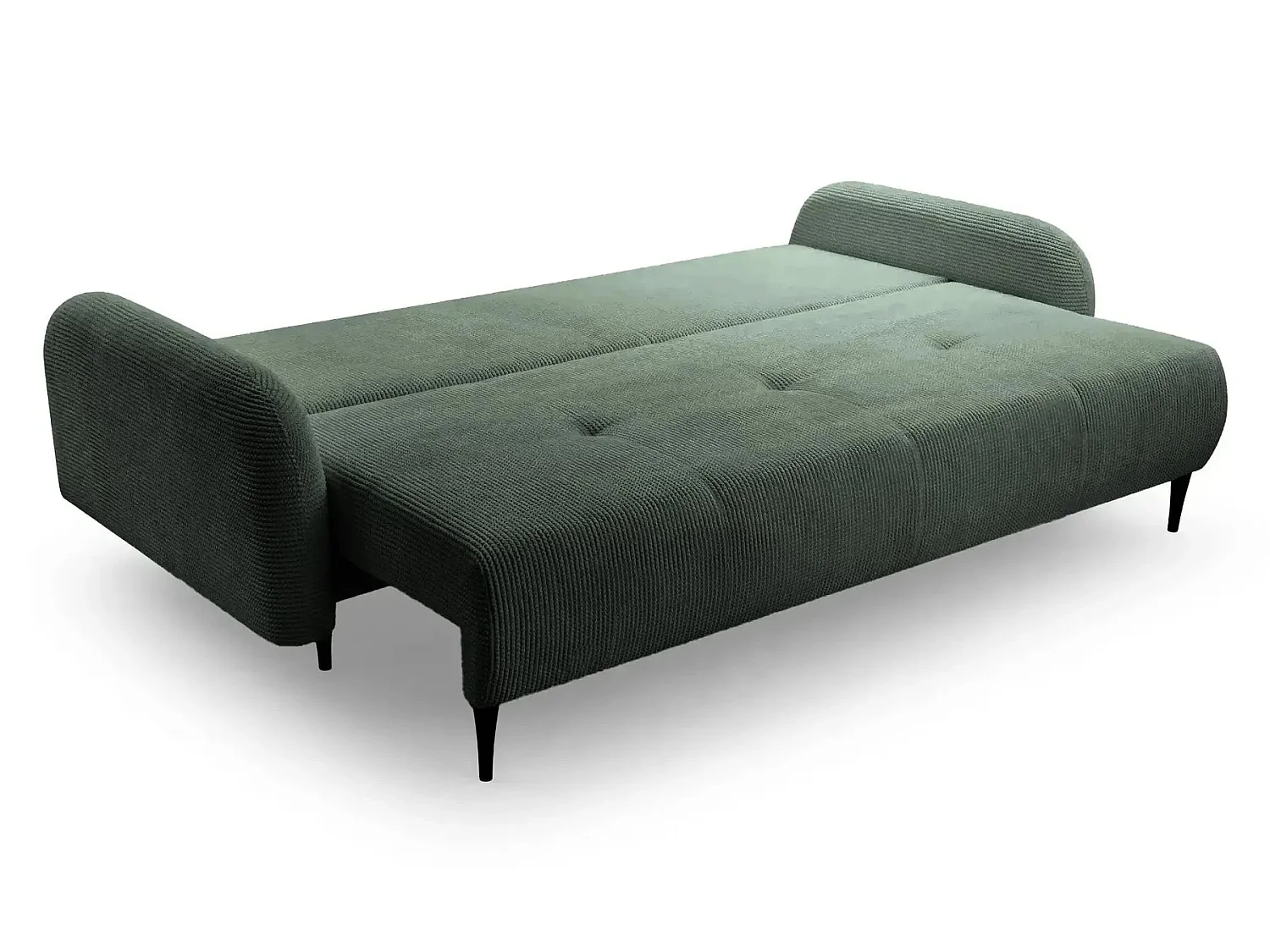 ROXANE - Canapé droit convertible tissu bouclette 2 places Vert