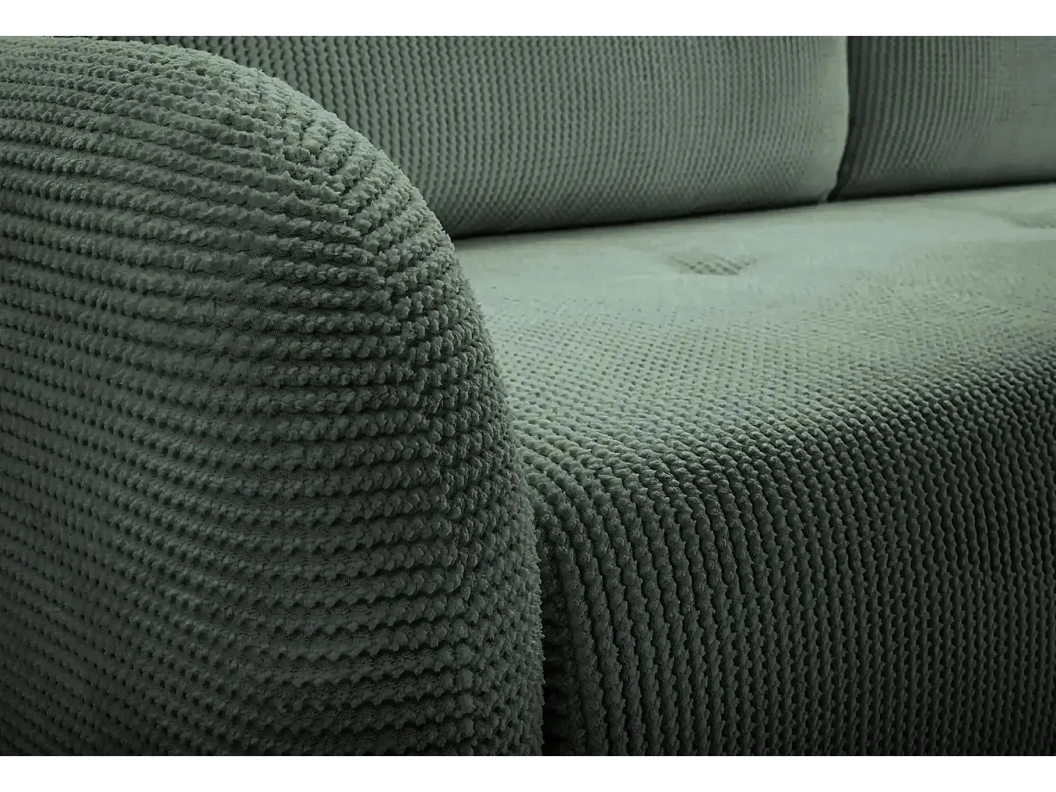ROXANE - Canapé droit convertible tissu bouclette 2 places Vert