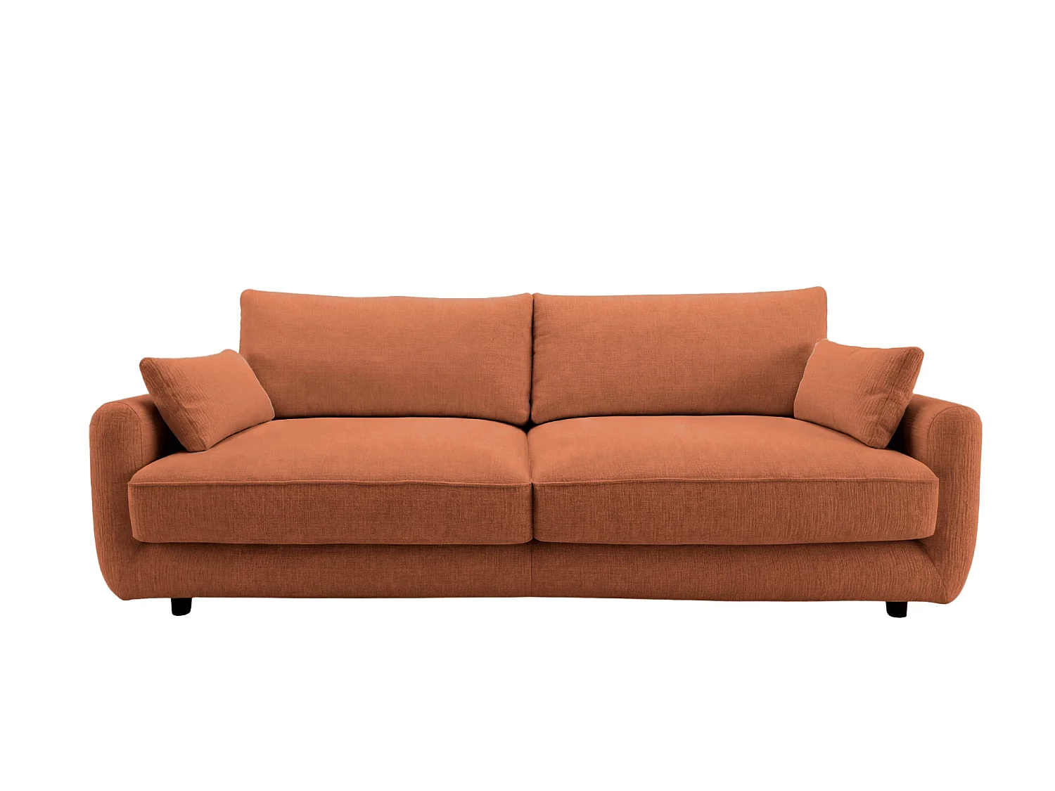 STELLA - Canapé droit convertible tissu chenille 3 places Terracotta