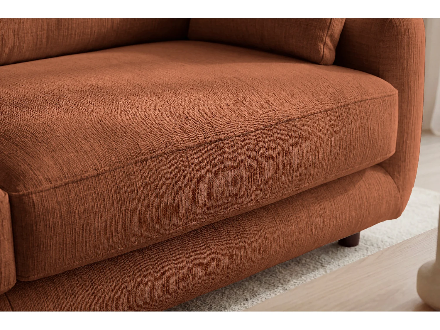 STELLA - Canapé droit convertible tissu chenille 3 places Terracotta