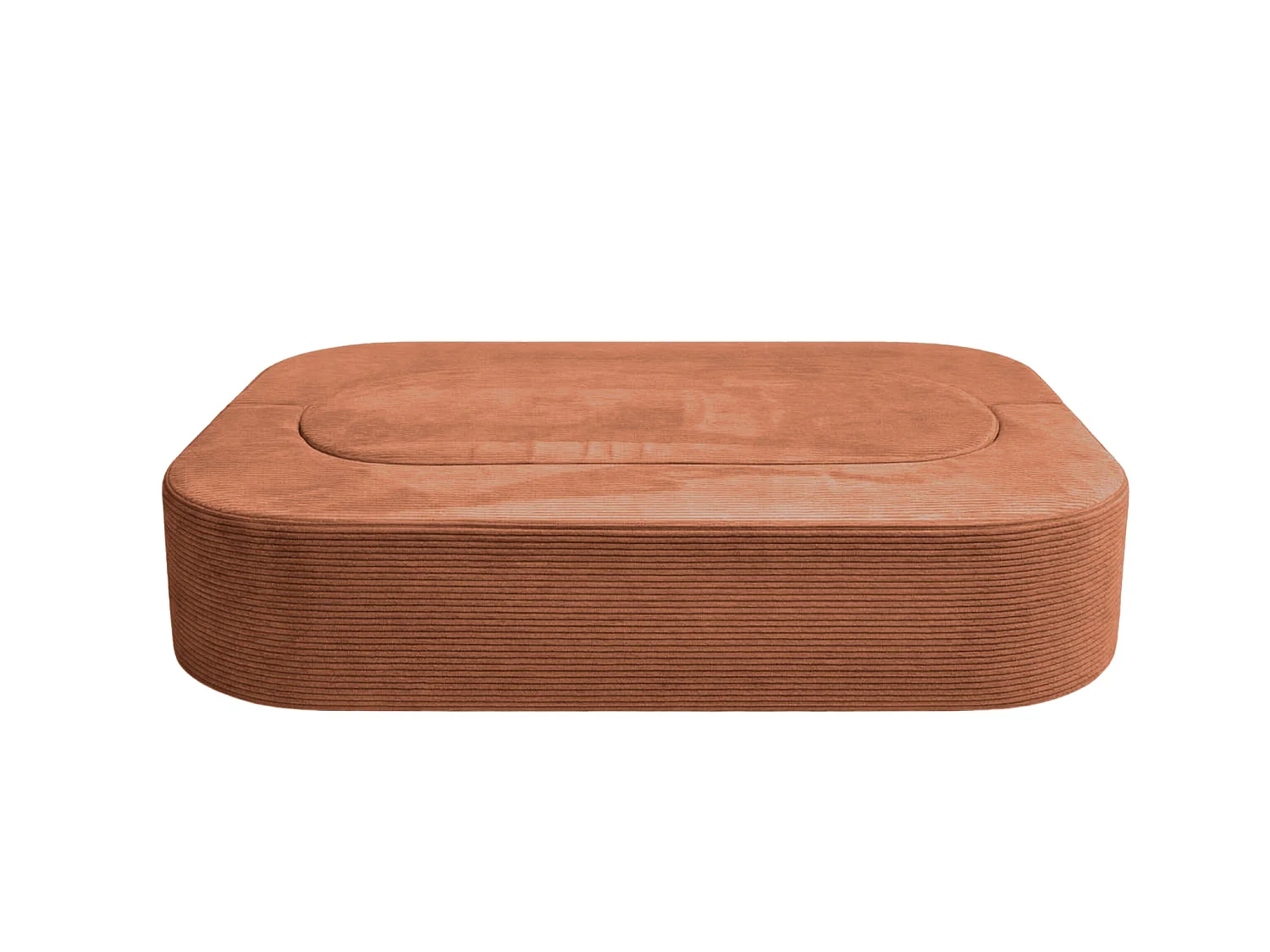 VENEDA - Canapé droit convertible velours côtelé 3 places Terracotta