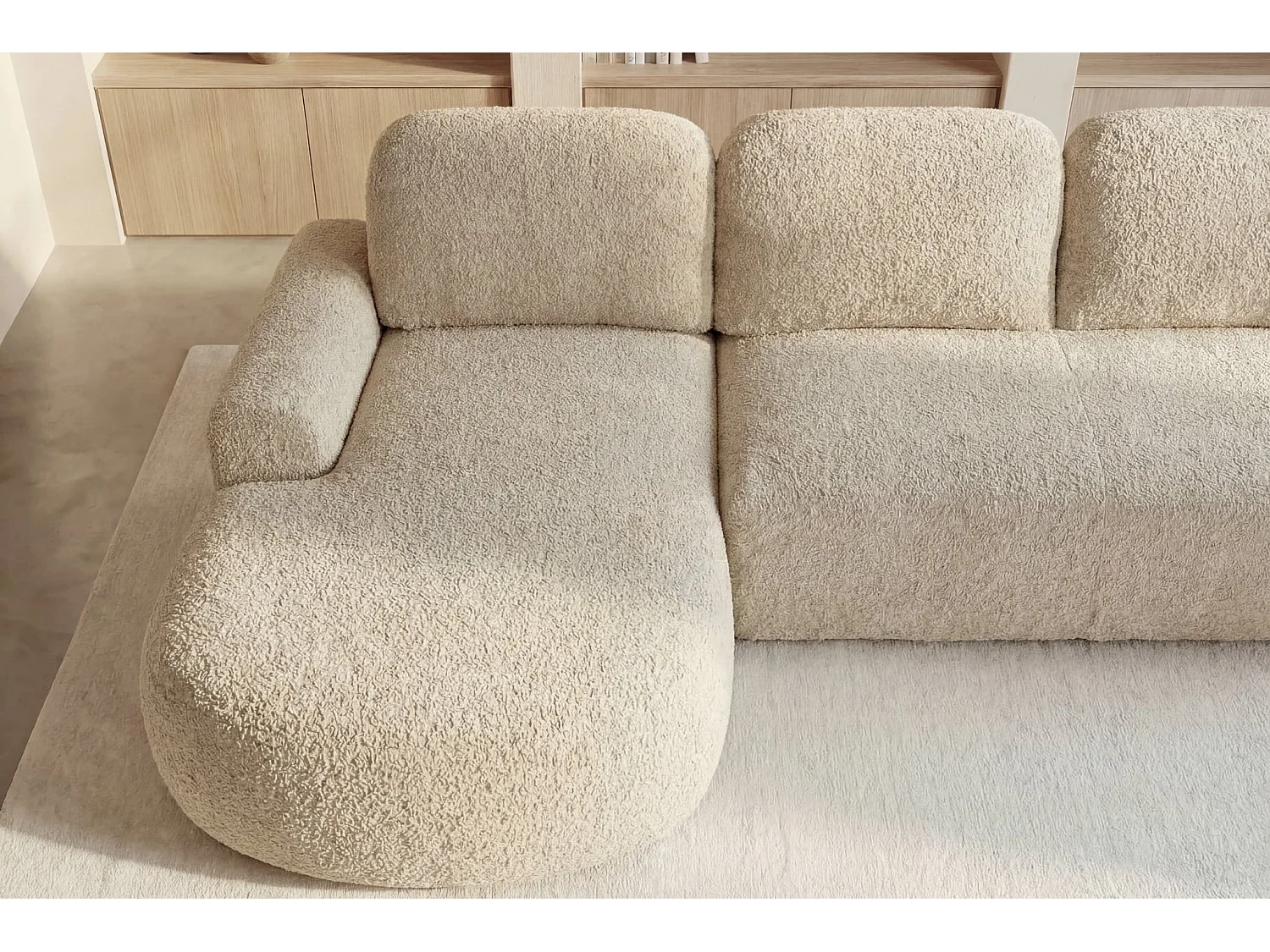 COLIN - Canapé d'angle convertible tissu texturé 3 places - Terracotta