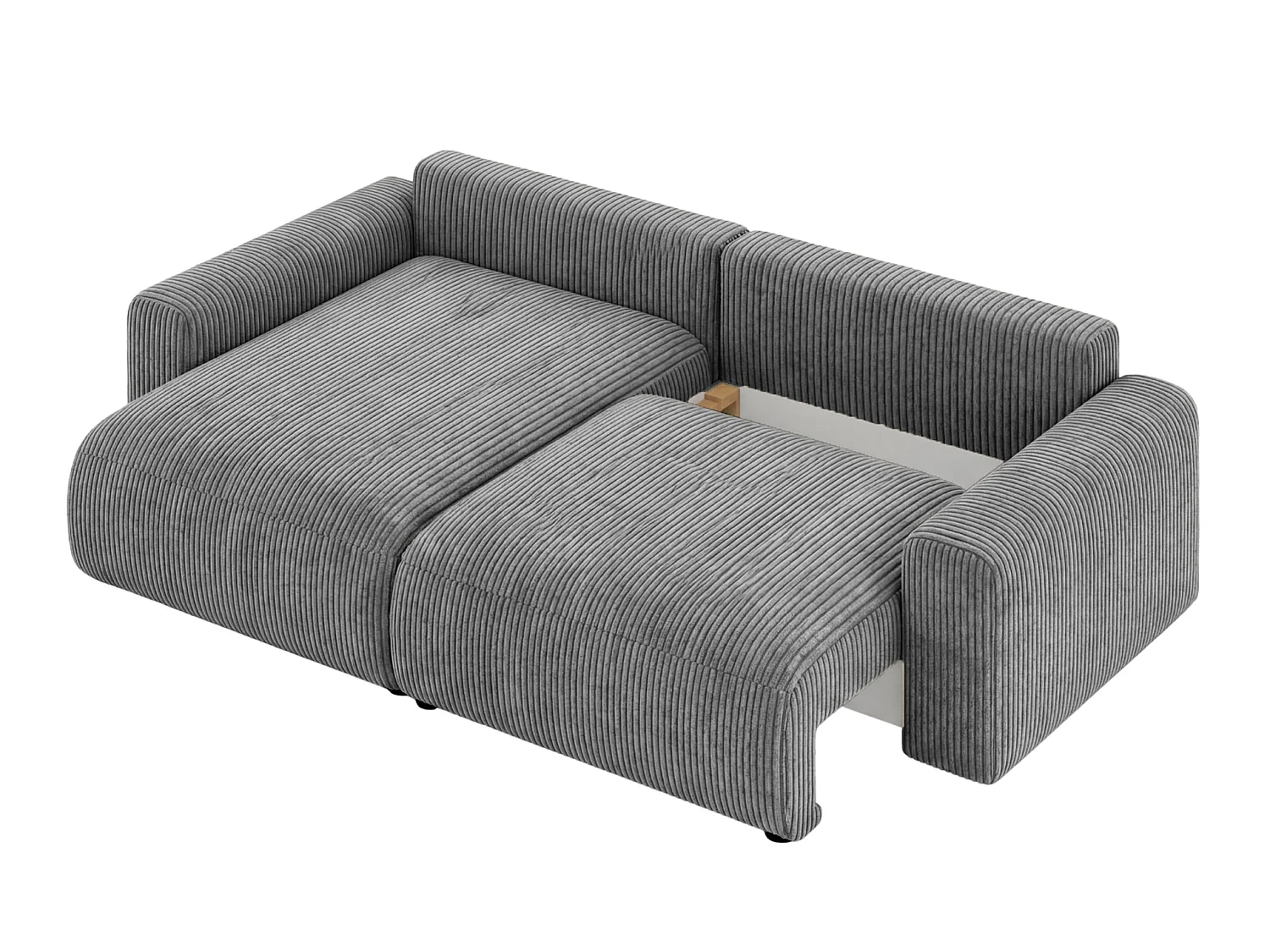 OLI - Canapé d'angle convertible petit velours côtelé Gris foncé