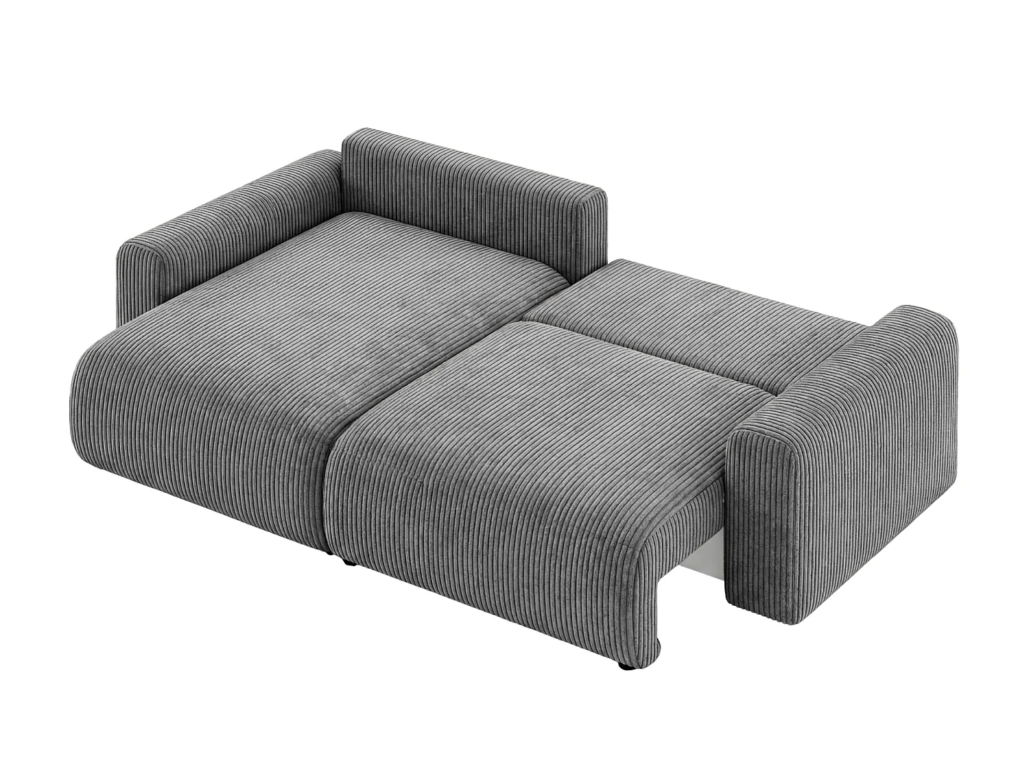 OLI - Canapé d'angle convertible petit velours côtelé Gris foncé