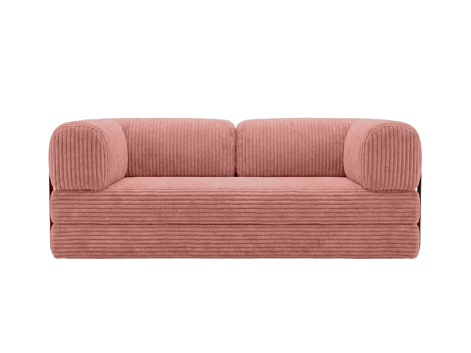 COSIMA - Canapé droit convertible gros velours côtelé 3 places Rose