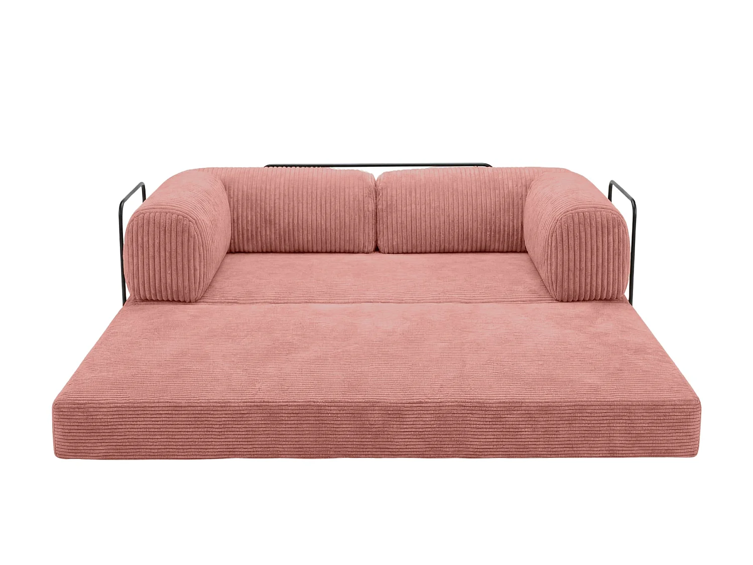 COSIMA - Canapé droit convertible gros velours côtelé 3 places Rose