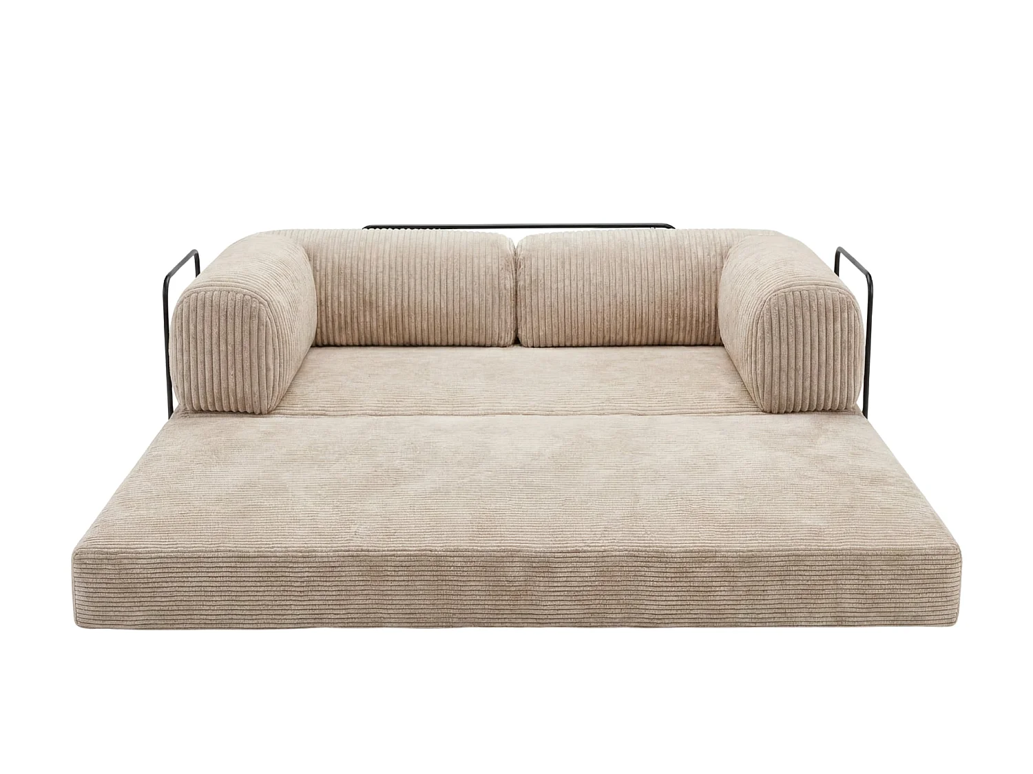 COSIMA - Canapé droit convertible gros velours côtelé 3 places Rose