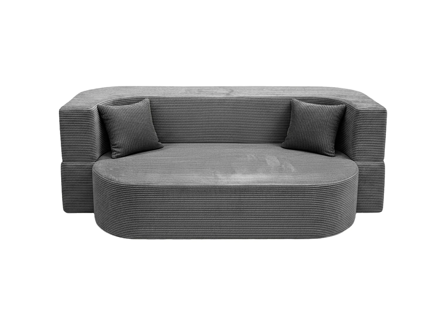 VENEDA - Canapé droit convertible velours côtelé 3 places Gris foncé