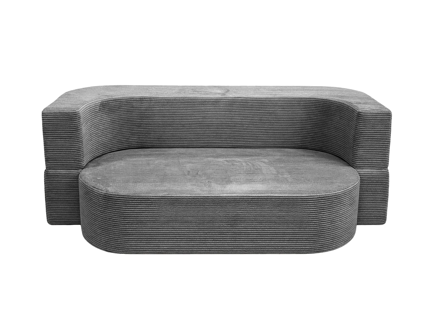 VENEDA - Canapé droit convertible velours côtelé 3 places Gris foncé