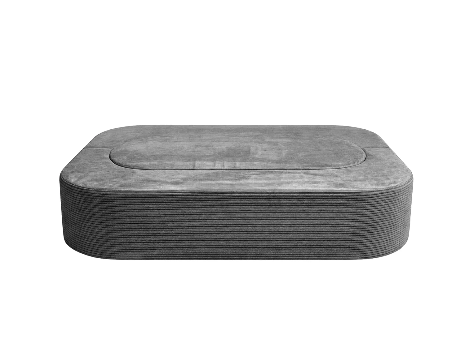 VENEDA - Canapé droit convertible velours côtelé 3 places Gris foncé